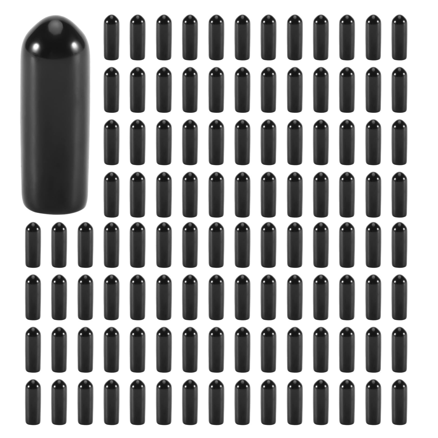 Jnchdghwa 400Pcs Rubber End Caps 4mm ID PVC Round Tube Bolt Cap Cover Thread Protectors Black