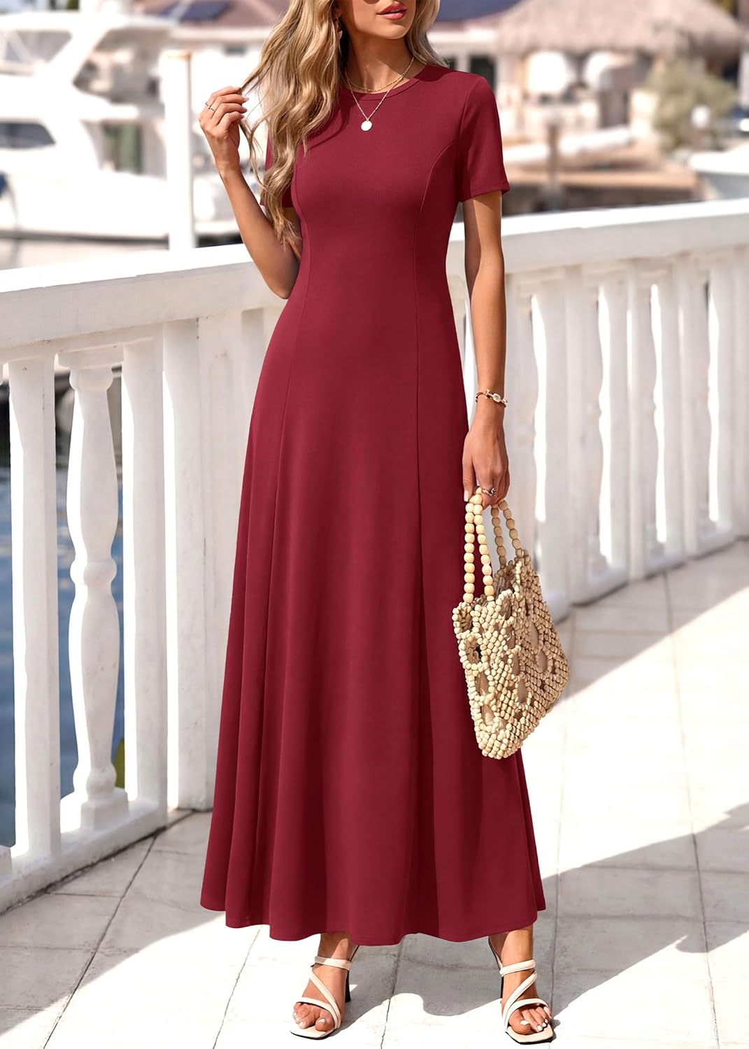 KIRUNDO Wedding Guest Dresses for Women 2026 Spring Summer Short Sleeve Pleated Long Flowy A Line Formal Maxi Dress Pockets - Image 7