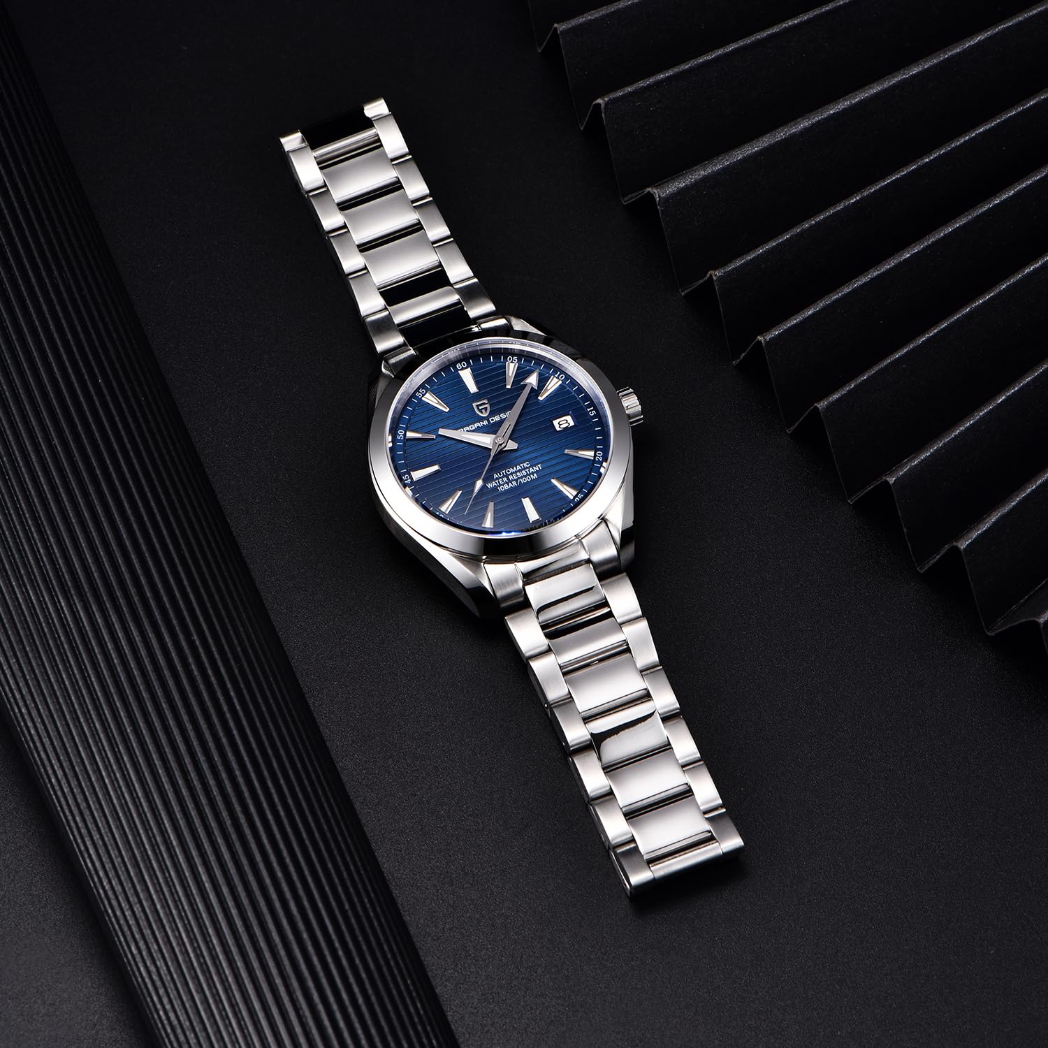 Pagani Design Herren Automatikuhr Japanisches Uhrwerk Saphirglas Edelstahl Armband wasserdicht 100