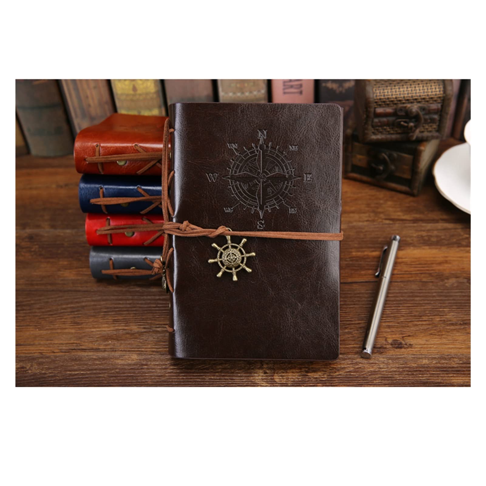 TAHALI Cuaderno Espiral Retro, Bloc de Notas, Cuaderno de Notas de Cuero PU Vintage, papelería reemplazable, Regalo, Diario de Viajero