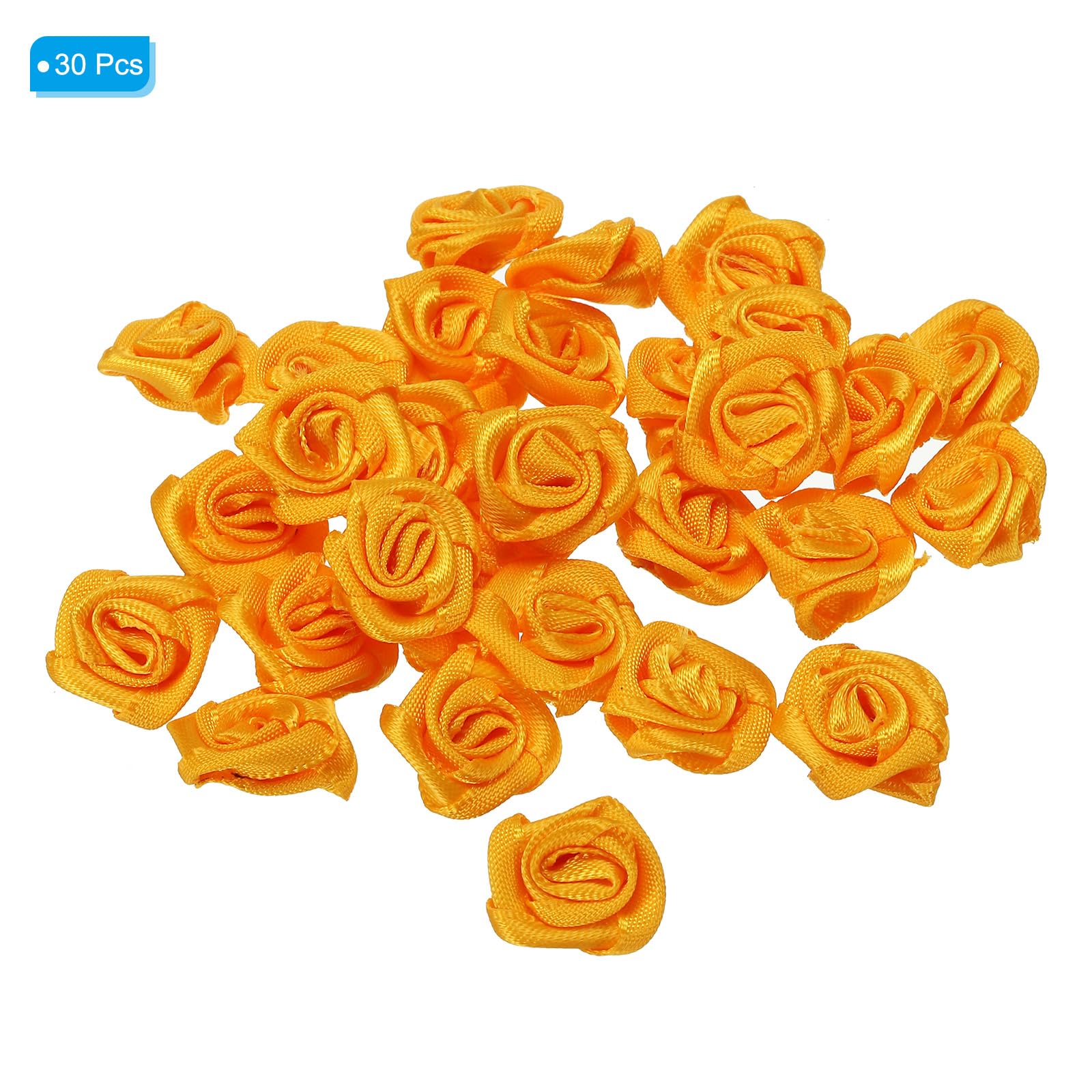 PATIKIL 0.6" Mini Satin Ribbon Roses, 30 Pcs Tiny Fabric Flowers Embellishments Rosettes Applique for DIY Crafts and Wedding Yellow - Image 3