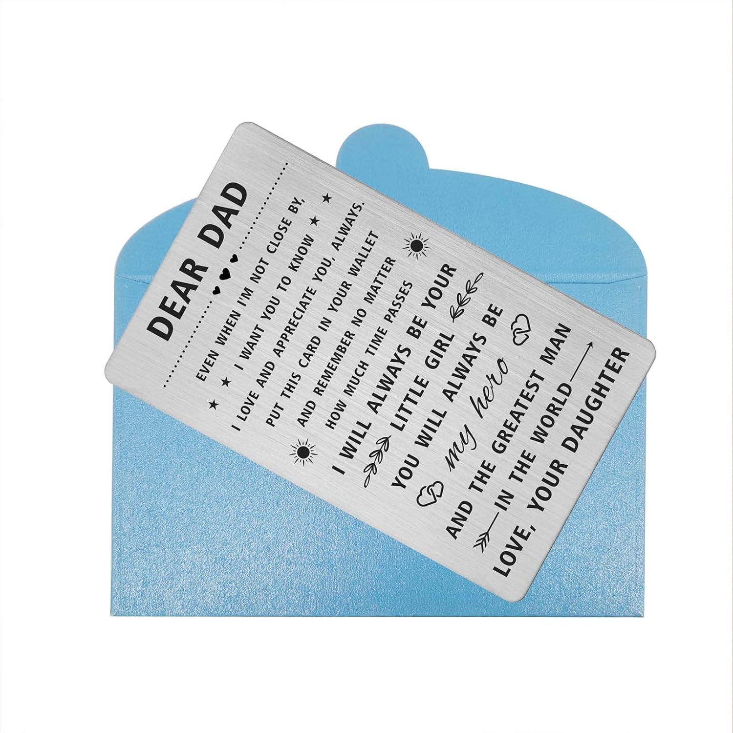 SOUSYOKYO Dad Gifts from Daughter, Happy Birthday Wallet Card for My Daddy, Personalized Long Distance Hero Dad Father Day Gifts, I love You Father Present Men, Easter Valentines Day - Image 6