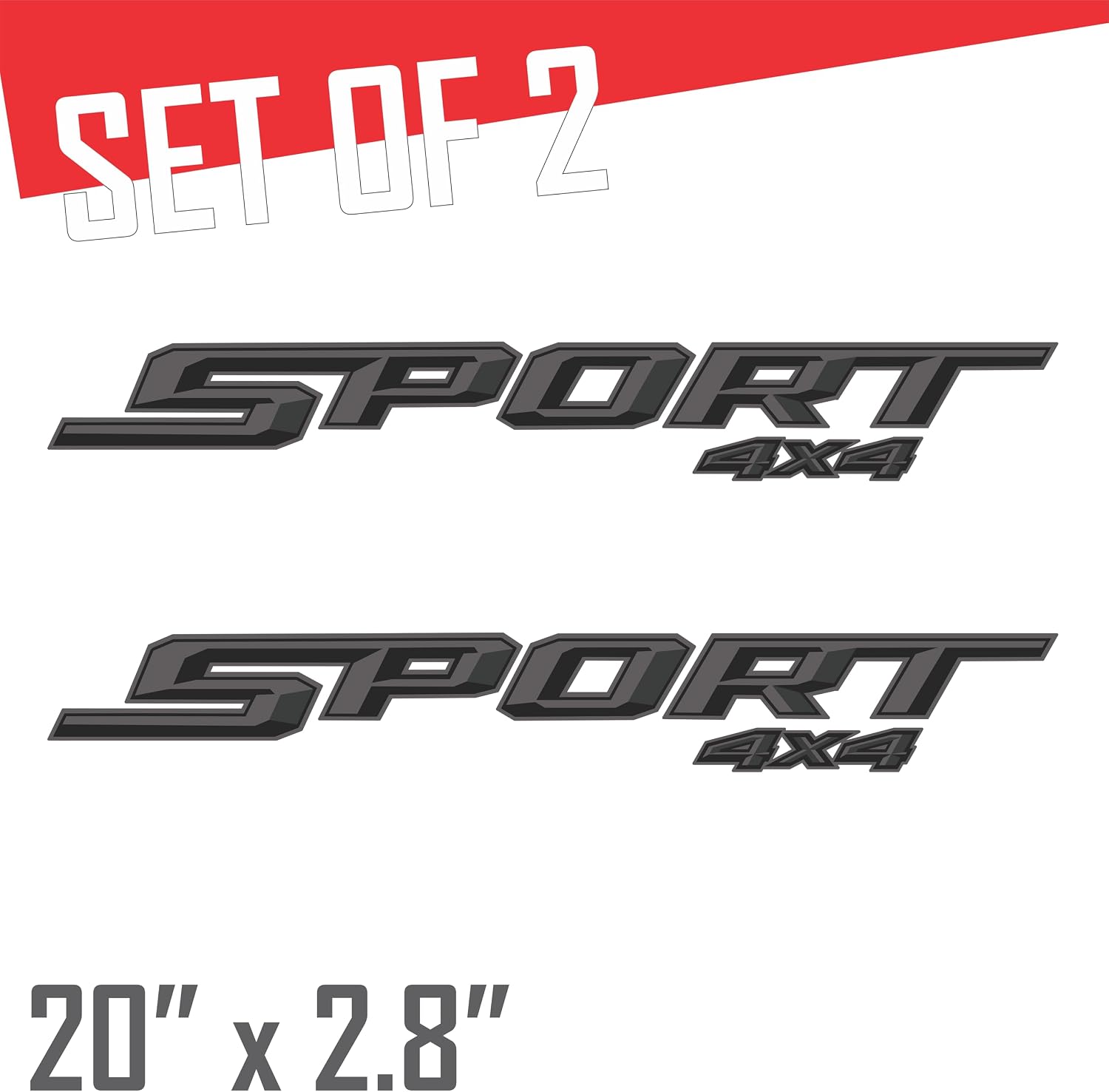 GOLD HOOK Sport 4x4 Decals, Replacement Bedside Stickers Compatible with Ford F-150 2015-2023 - Premium Series - Charcoal Metallic Finish