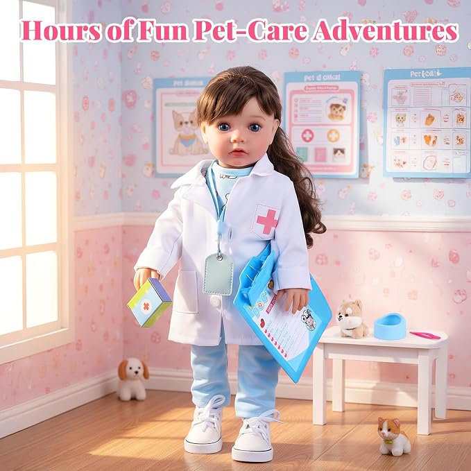 Muñeca bebé realista americana 16 pulgadas set veterinaria miniatura 9