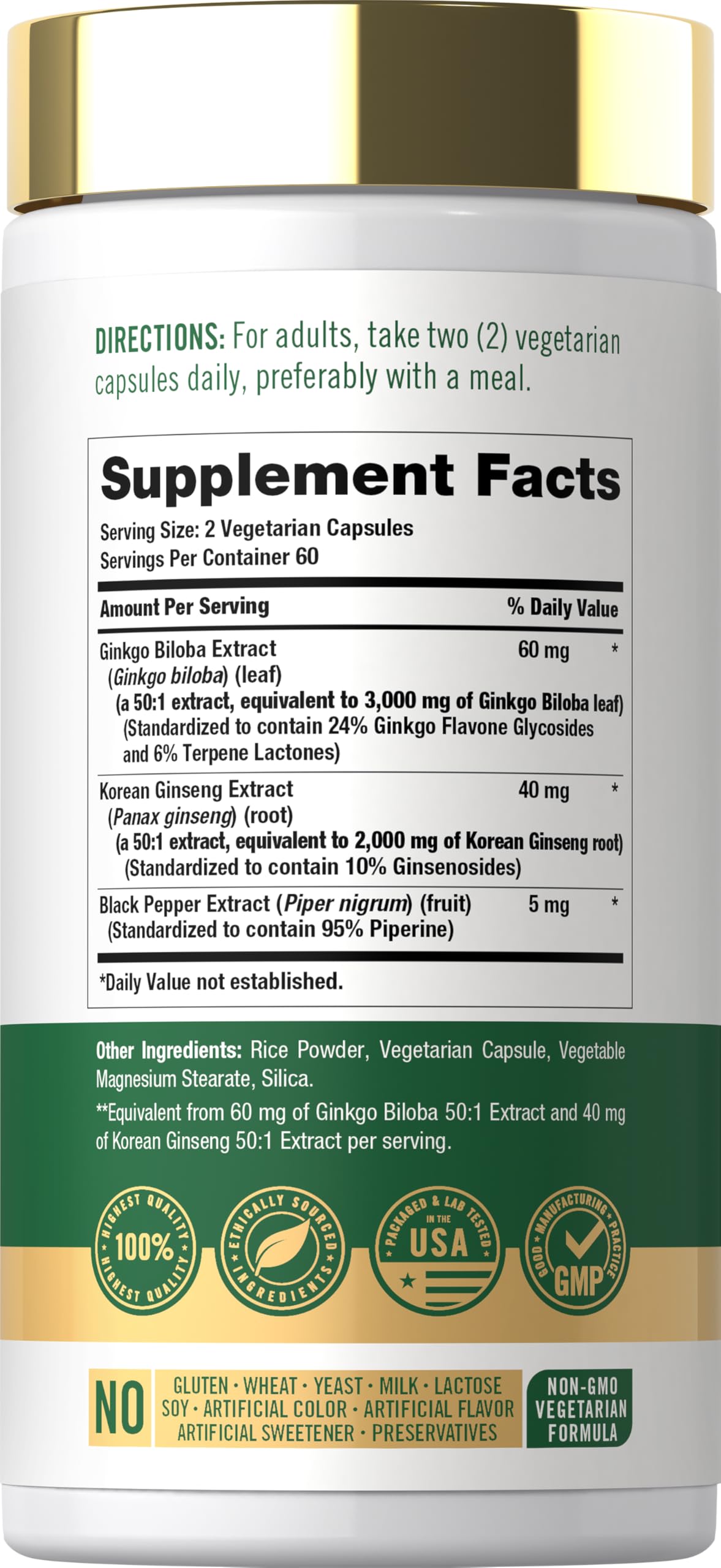 Carlyle Panax Ginseng & Ginkgo | 120 Vegetarian Capsules — Amazon image 2
