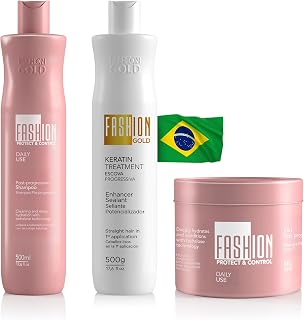 FASHION GOLD, Keratin Hair Treatment, KERATIN + SHAMPOO + HAIR MASK KIT, Keratina para alisar el pelo, SIN FORMOL, Hair Relaxer, Tratamiento para Cabello Seco y Maltratado, B0T0X CAPILAR