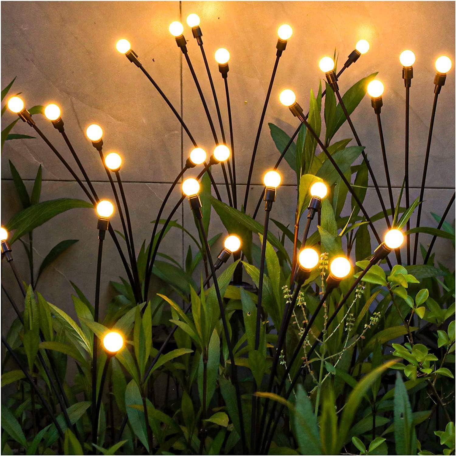 4-Pack Solar Garden Lights 10 LED Solar Powered Firefly Lights Solar Outdoor Lights for Garden Swaying Solar Lights by Wind for Landscape Yard Patio Pathway Garden Decor,Warm White
