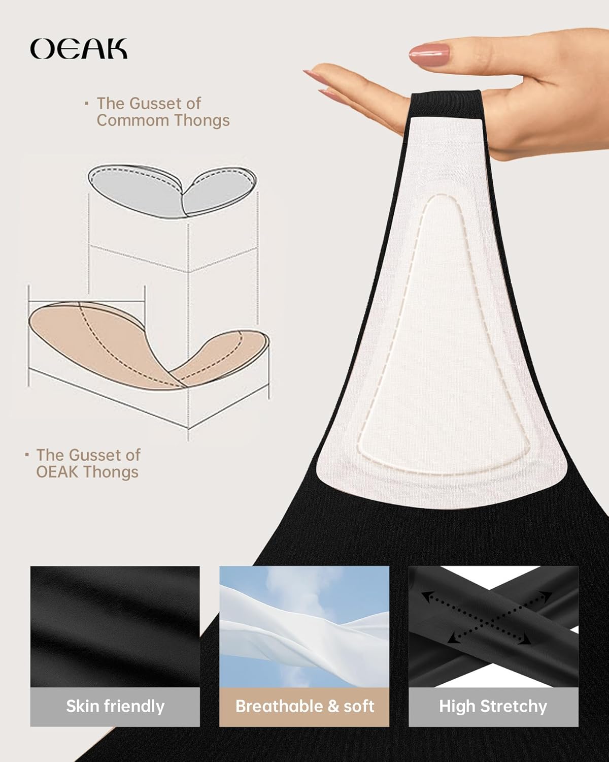 OEAK Seamless Thongs for Women Invisible Thongs No Show Thong Panty Liners Tangas Comfortable Workout G-Strings Underwear - Image 5