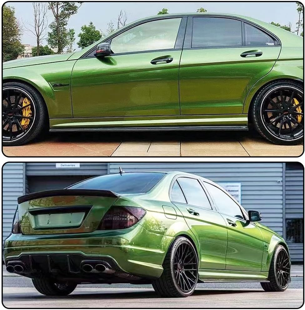 Carbon Fiber Side Skirts for Mercedes Benz W204 C63 AMG Sedan Facelift 2008-2014 Add-on Under Door Rocker Panels Valance Extension Lip