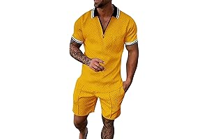 Loose-Fit Breathable Athletic Short Sleeve Tee and Shorts Sleepwear 2 Piece Set