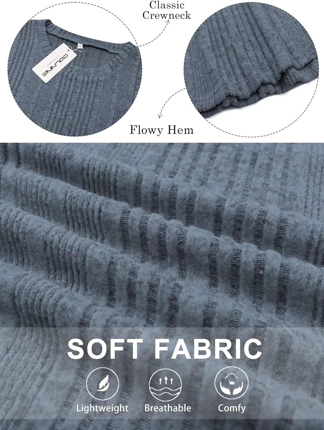 DOLNINE Womens-Plus-Size-Tops Casual Long Sleeve Shirts Lightweight Loose Fit Crewneck Sweatshirts Fall/Winter Tees XL-5XL - Image 5