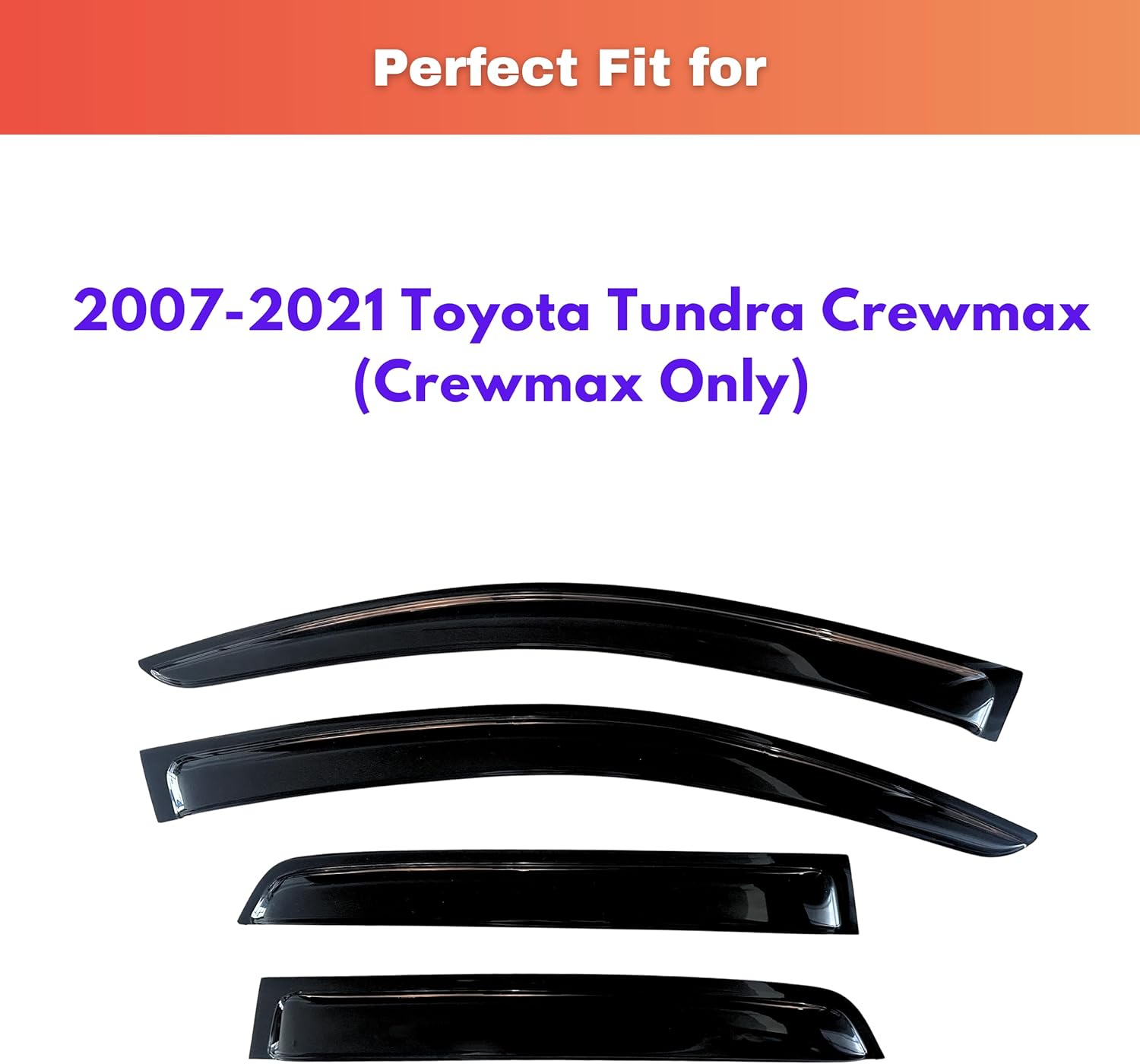 KPY Rain Guards Fit for 2007-2021 Toyota Tundra Crewmax, Out-Channel Window Visors Vent Wind Deflectors 4PC, Truck Accessories for 07-21 Tundra Crewmax (Full-Size Cabs) 2007-2021 Tundra Crewmax