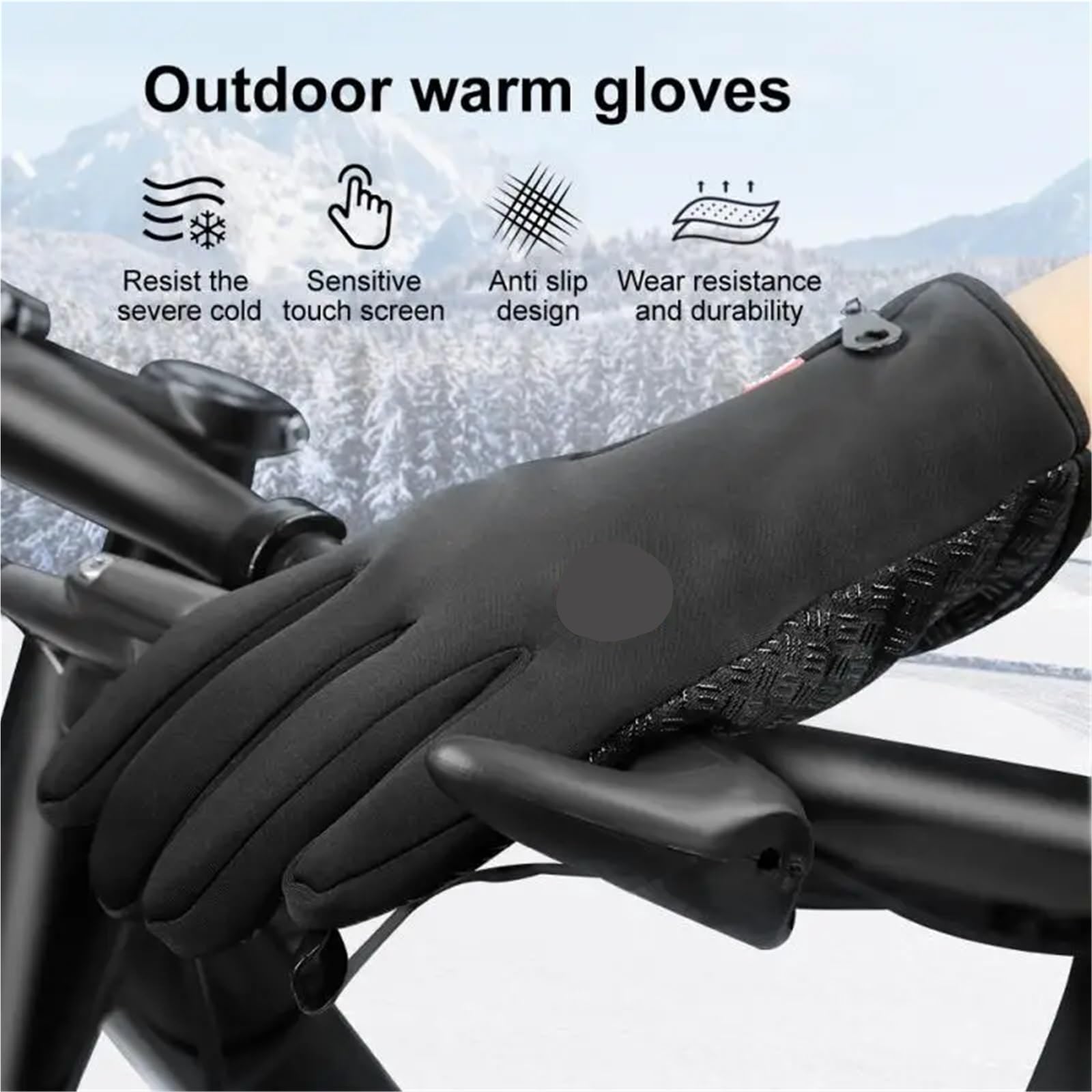 Kletterhandschuhe 1 Paar Winter Handschuhe for Männer Wasserdicht Winddicht Kalt Handschuhe Snowboard Motorrad Reiten Fahren Warm Zipper Handschuh(M)