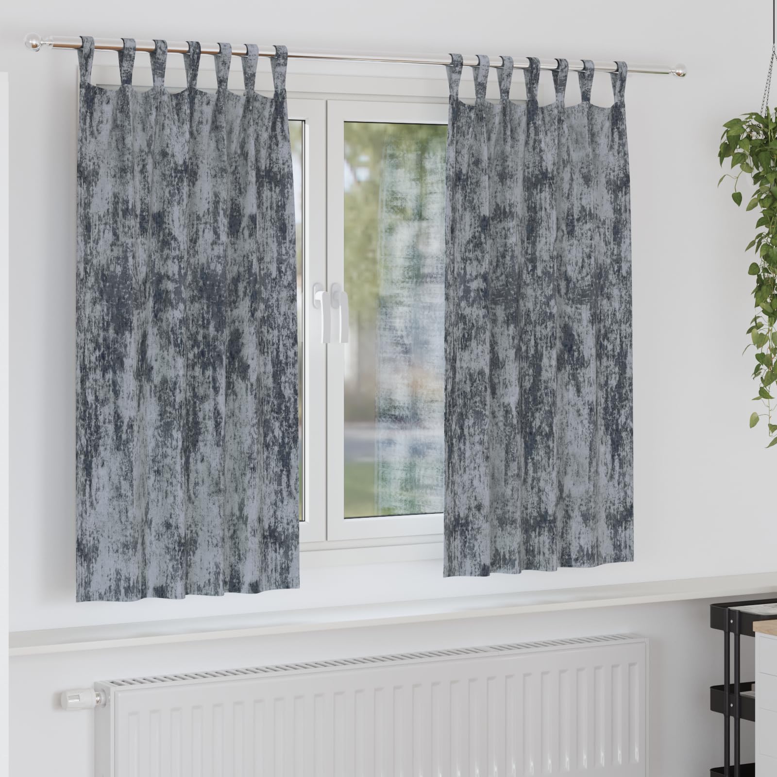 Rideaux en velours gris argenté Lot de 2 avec œillets de dimension 175 x 140 cm pour salon