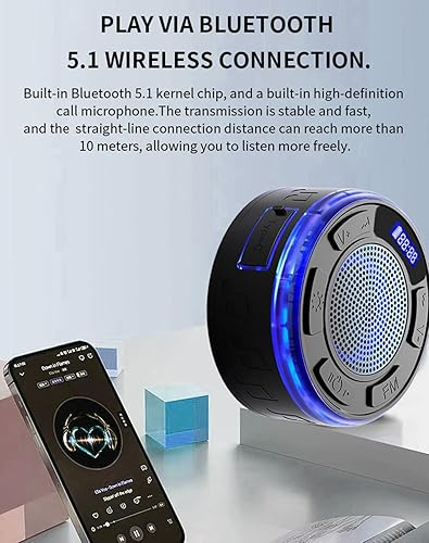 Miniatura 2 de Ipx7 Waterproof Shower Speaker with RGB Light & LED Display, Portable Mini Bluetooths Wireless Small Speaker with Lights, Detachable Suction Cup for