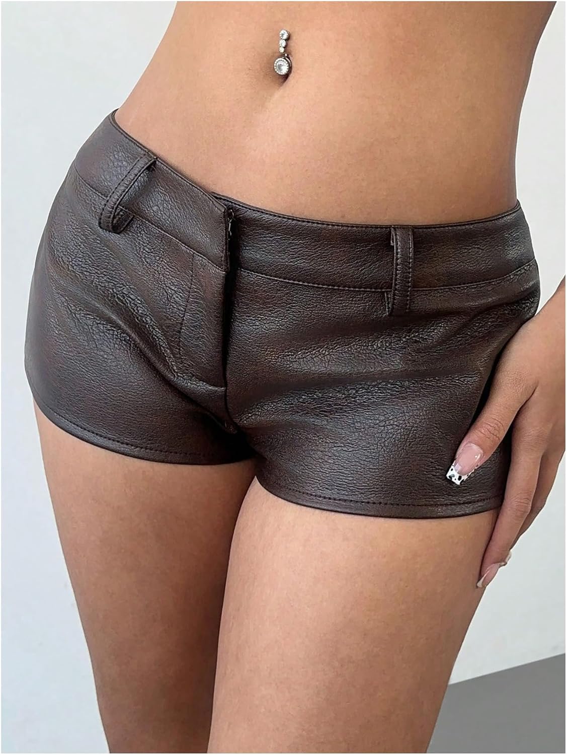 Floerns Women's Y2k PU Leather Mini Shorts Low Rise Skinny Night Out Short Pants - Image 4