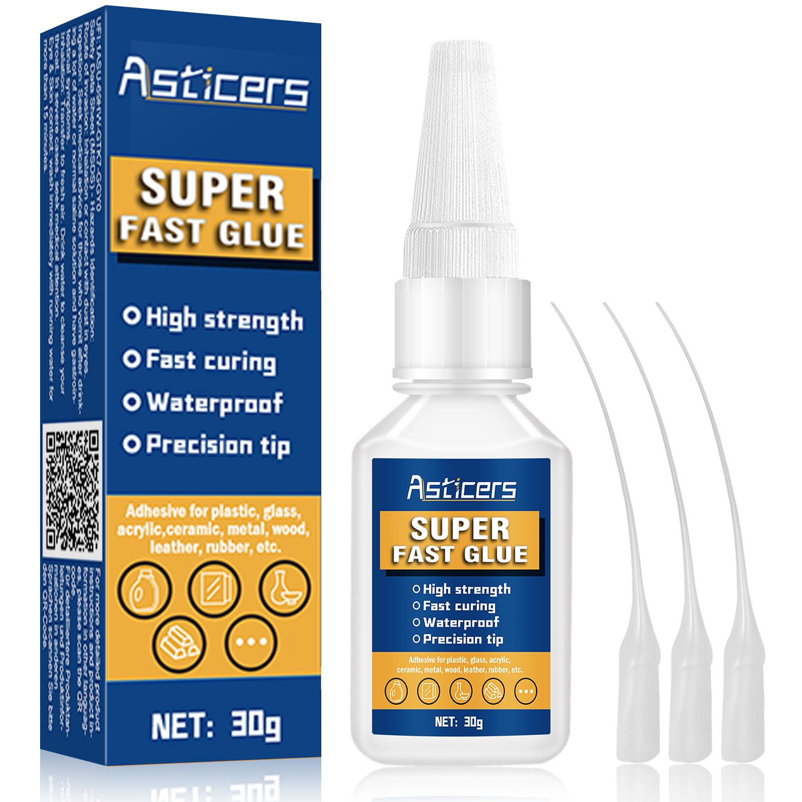 Super Fast Glue All Purpose, Waterproof and Heat-Resistant Strong Glue, Strong Adhesives for Everything, Superglue for Plastic, Glass, Vinyl, Acrylic, PVC, Metal, etc.