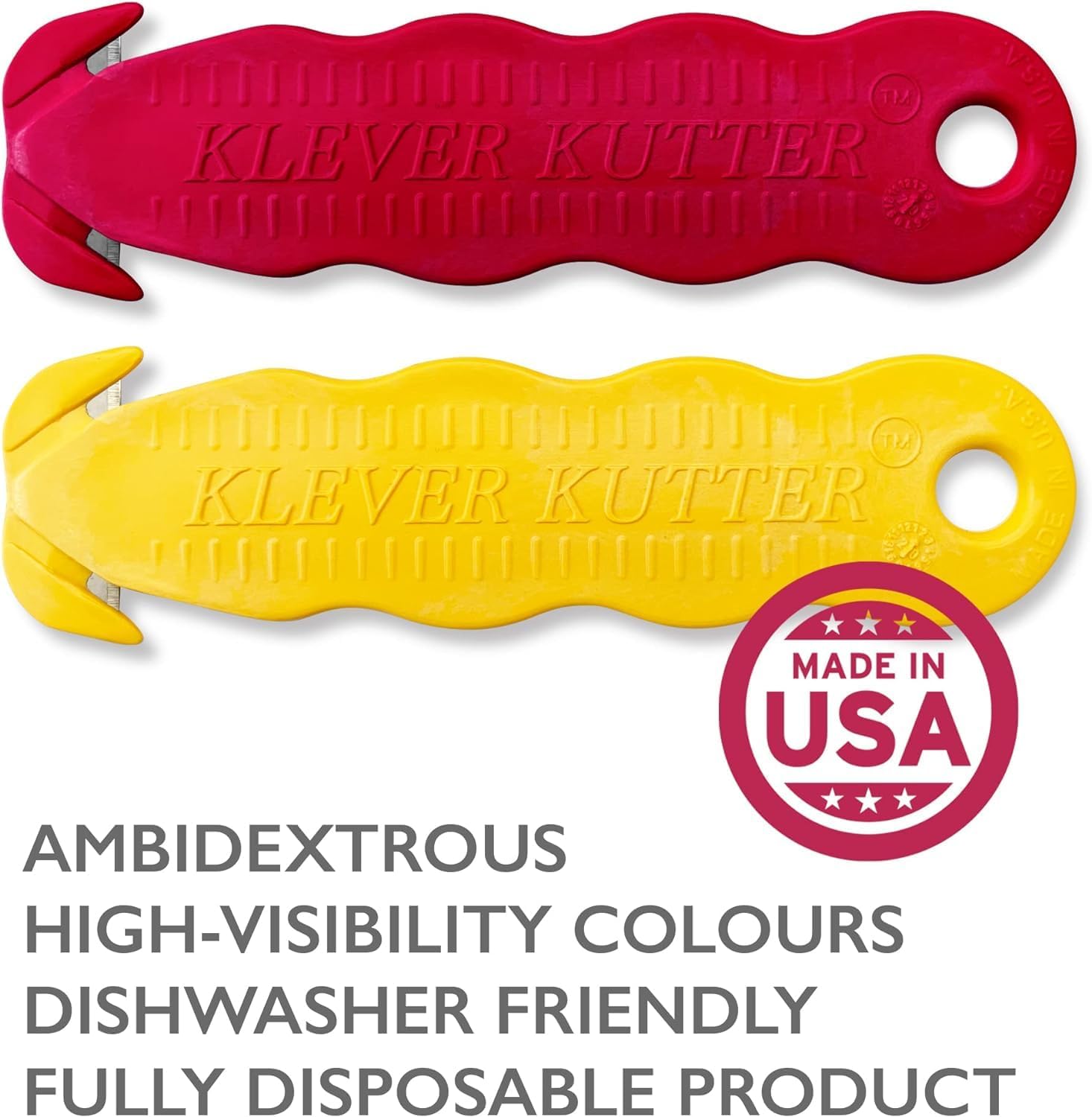 Klever Kutter KCJ-1Y Safety Box Cutter, 5 Count, Yellow
