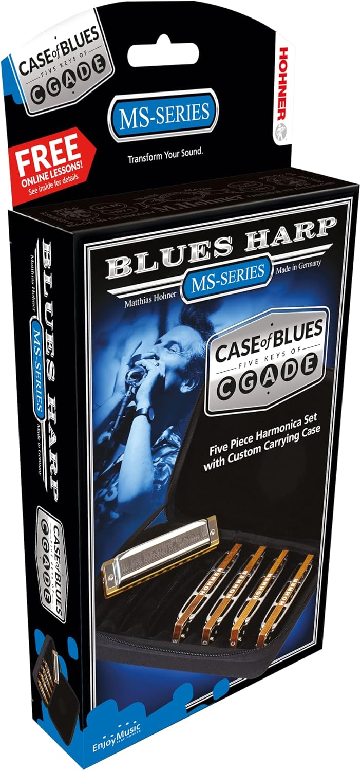 HOHNER Blues Harp MS Mouth Organ Harmonica C/D/E/G/A Pack of 5