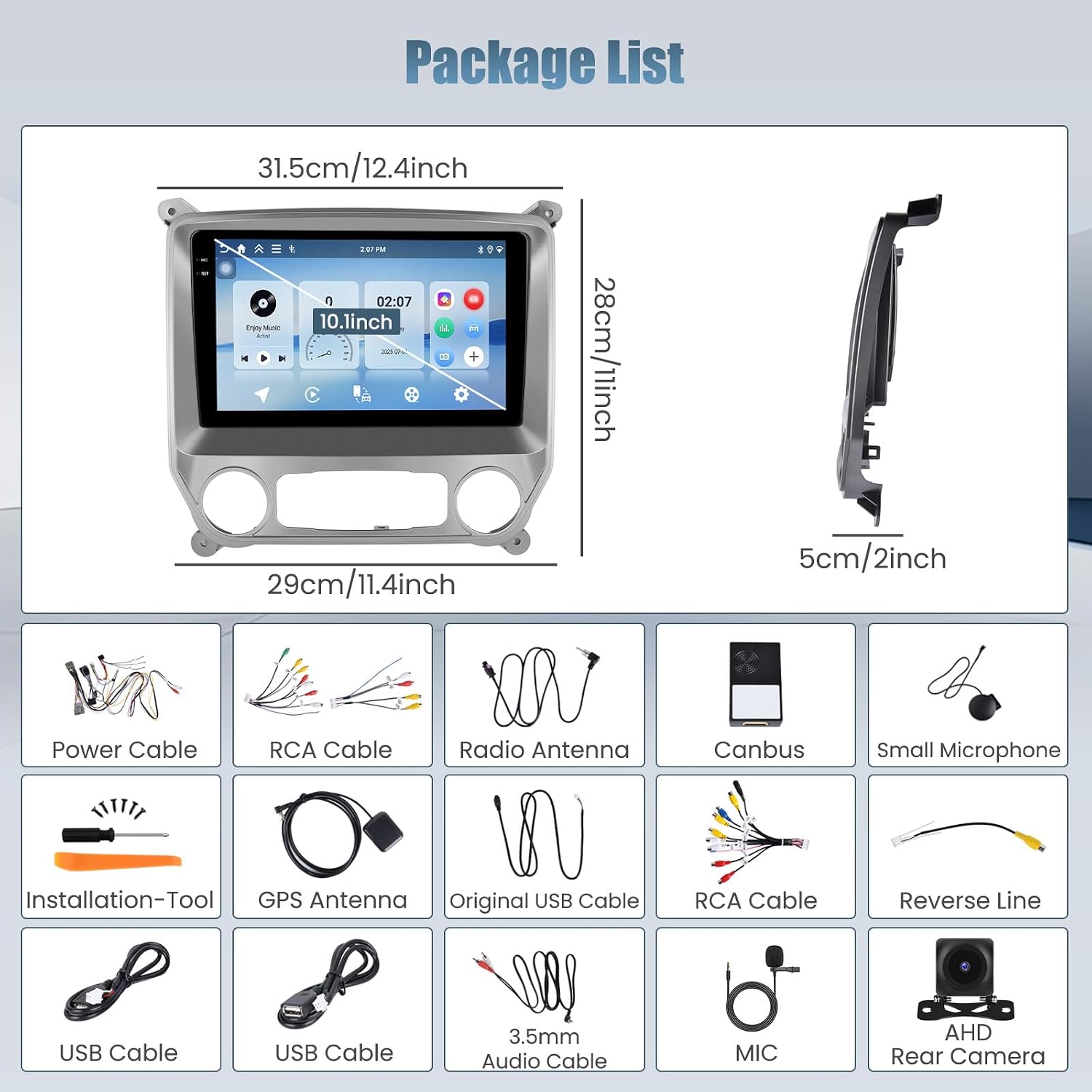4+128G Radio for Chevy Silverado GMC Sierra 2014-2018, 10.1" Touch Screen for Silverado Radio Kit with Wireless CarPlay/Android Auto, WiFi, Bluetooth 5.0, EQ, GPS Navigation, 1280 * 720, Backup Camera