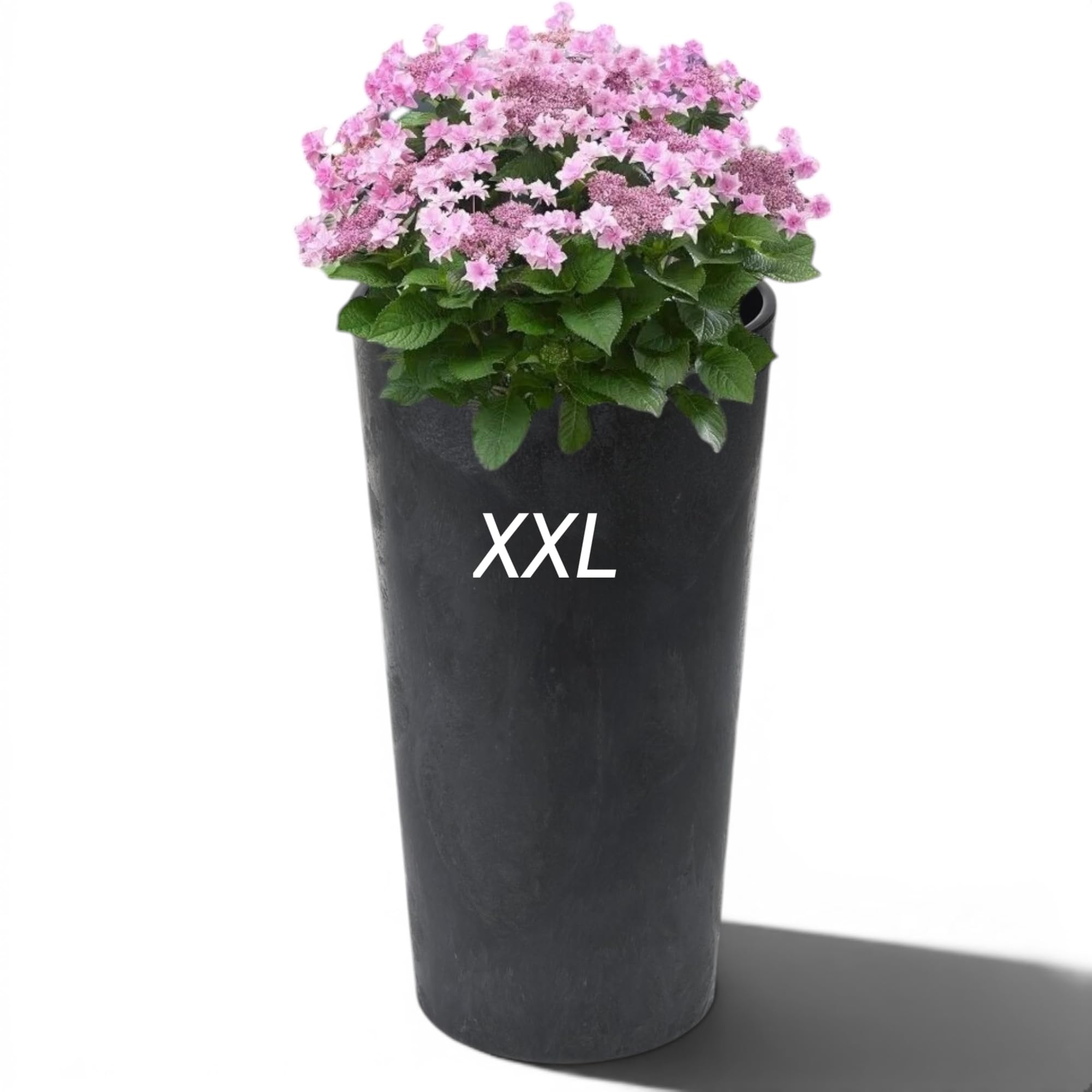 MELTOM Blumenkübel Rund Betoneffekt mit Herausnehmbaren Einsatz Blumentopf Pflanzenkübel Indoor & Outdoor Schwarz XXL 75 cm