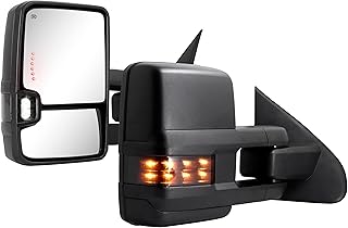 Towing Mirrors Compatible with 2014 2015 2016 2017 2018 Chevy Silverado GMC Sierra 1500 2500 HD 3500 HD with Power Glass LED Arrow Turn Signal Backup Lamp Running Light Heated Extendable Pair Set