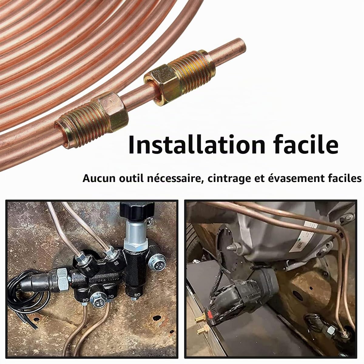 Tuyau de Frein en Cuivre - 10m, 3/16" (4,75mm), Kit de Conduite de Frein et de Carburant