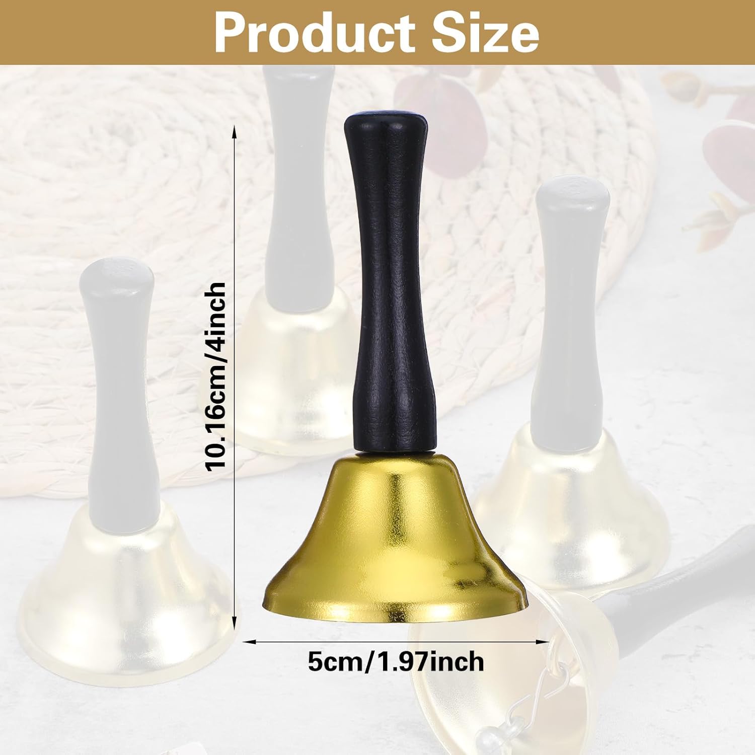 24 Pcs Hand Bells, Steel Metal Service Bells with Wooden Handle, Diatonic Musical Percussion Instruments for Church Wedding Christmas Party Dinner Calling, Gold