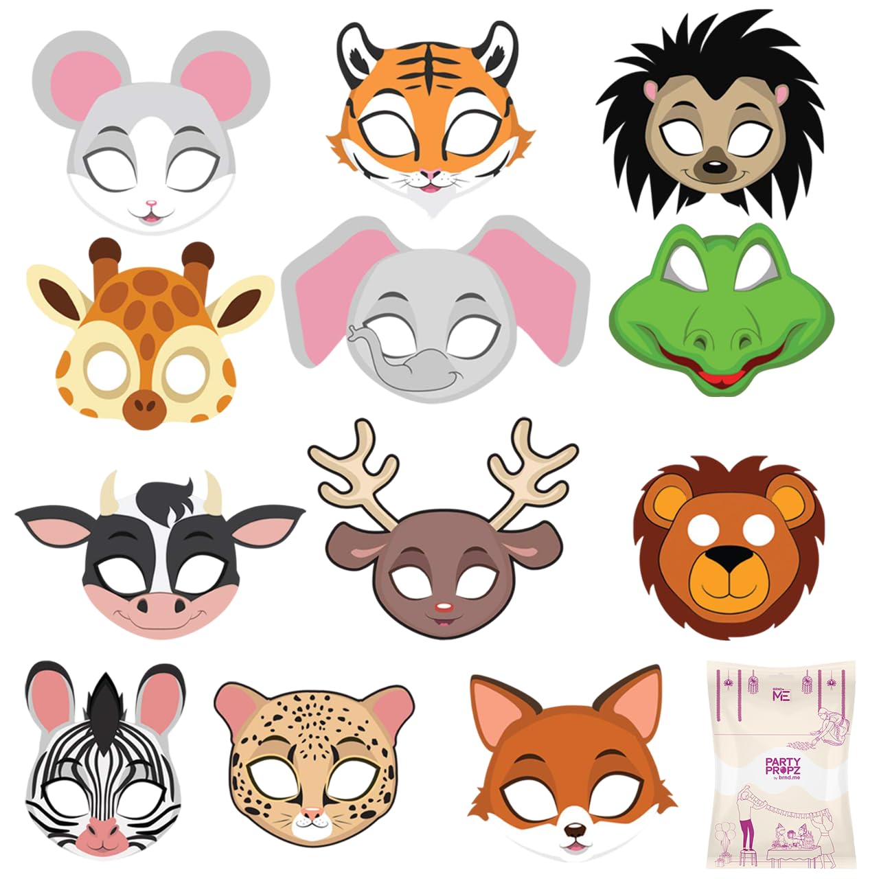 Party Propz Animal Eye Mask - Jungle Theme Birthday Decoration for Kids | Face Masks for Boys and Girls
