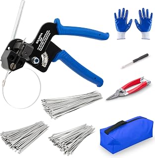 Stainless Steel Cable Tie Gun Metal Zip Cutter Heavy Duty Outdoor, 250PCS 304 Metal Zip Ties Adjustable Fastening Cutting Tie Tool Sets for Vehicles Exhaust Wrap Wire Fence Chicken Coop
