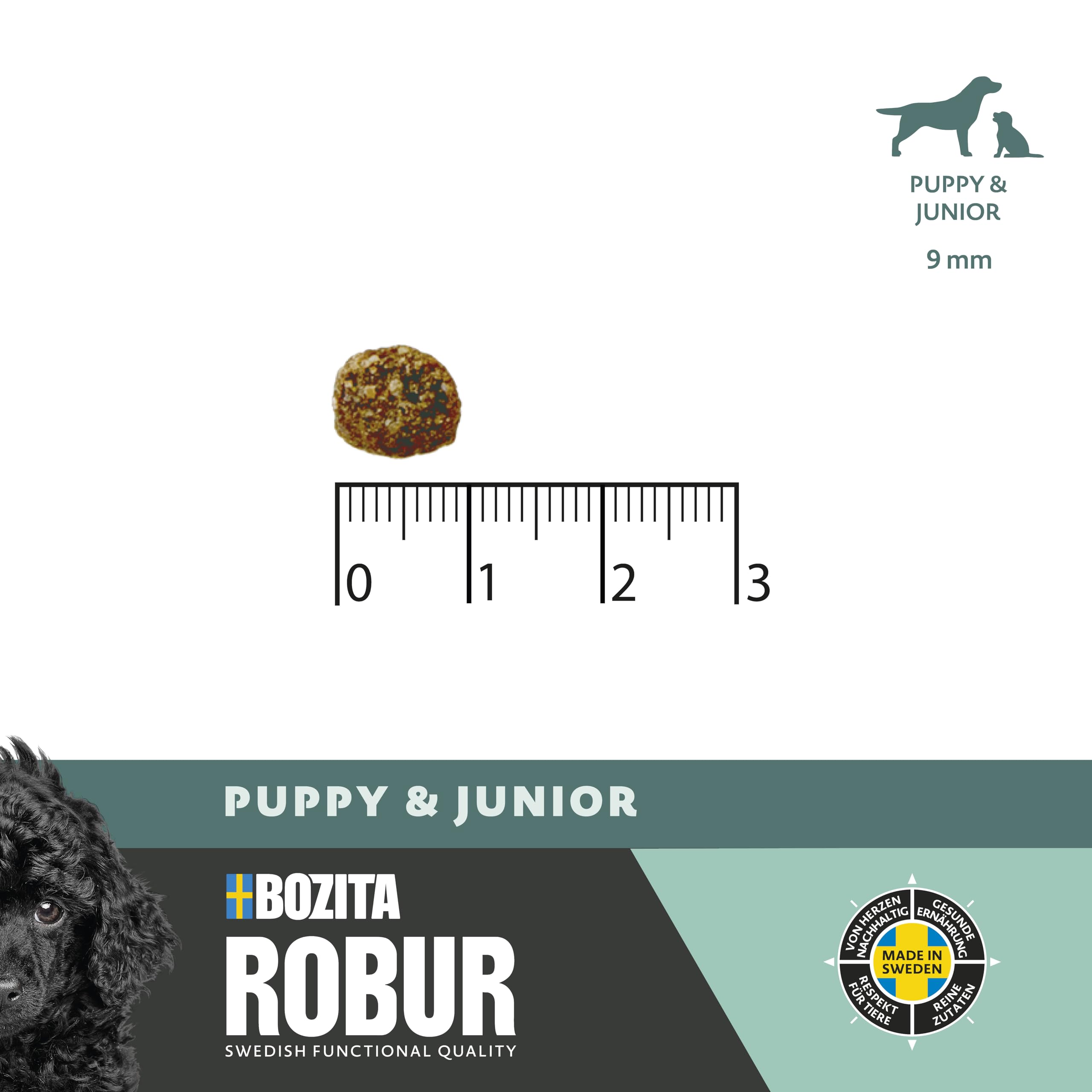 Bozita ROBUR Puppy & Junior Huhn 12kg - Welpenfutter Trockenfutter mit hoher Akzeptanz, Postbiotika ohne Weizen für kleine bis mittelgroße Rassen
