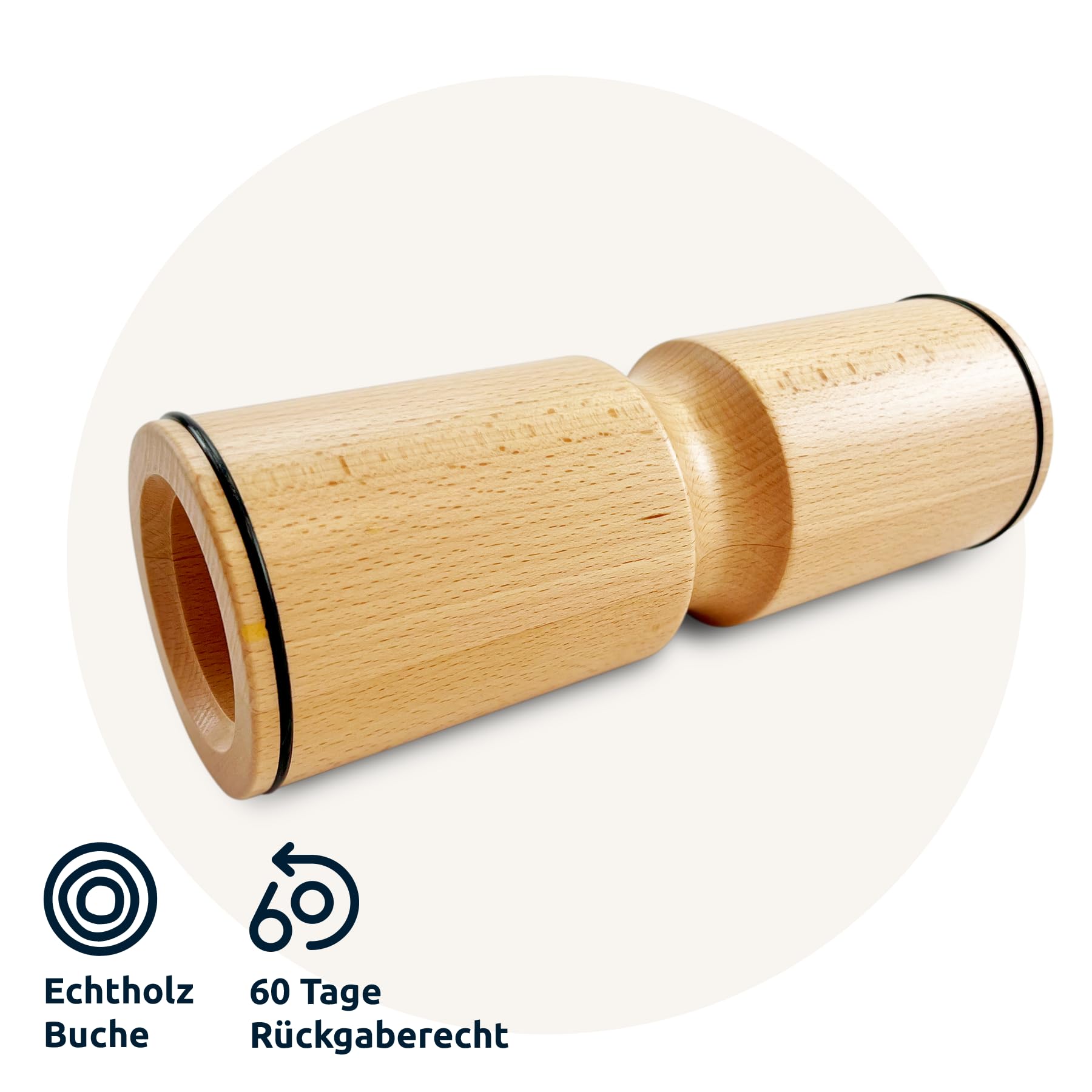 MaxFitness Faszienrollen – verschiedene Varianten - SpikeRoll, WoodRoll, ClassicRoll, DuoRoll - Rückenmassage, Fußmassage, Reflexzonen, Triggerpunkte, Faszientraining (WoodRoll)