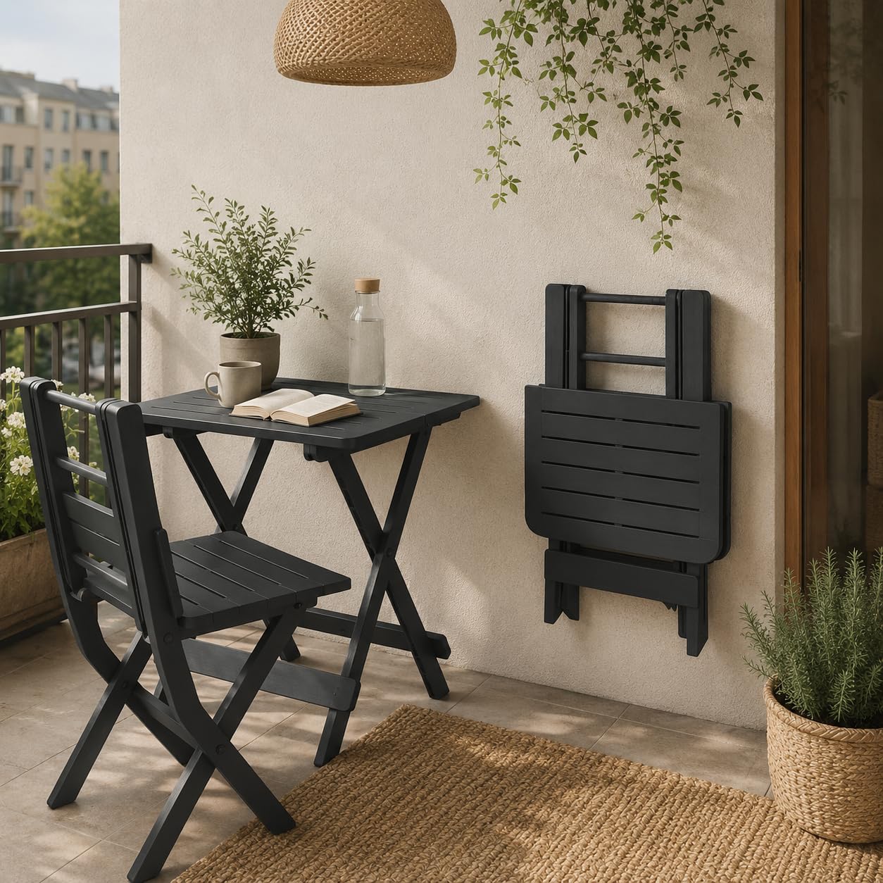Tavolo da Giardino in Plastica Pieghevole Antracite 80x72xh70 cm Maury