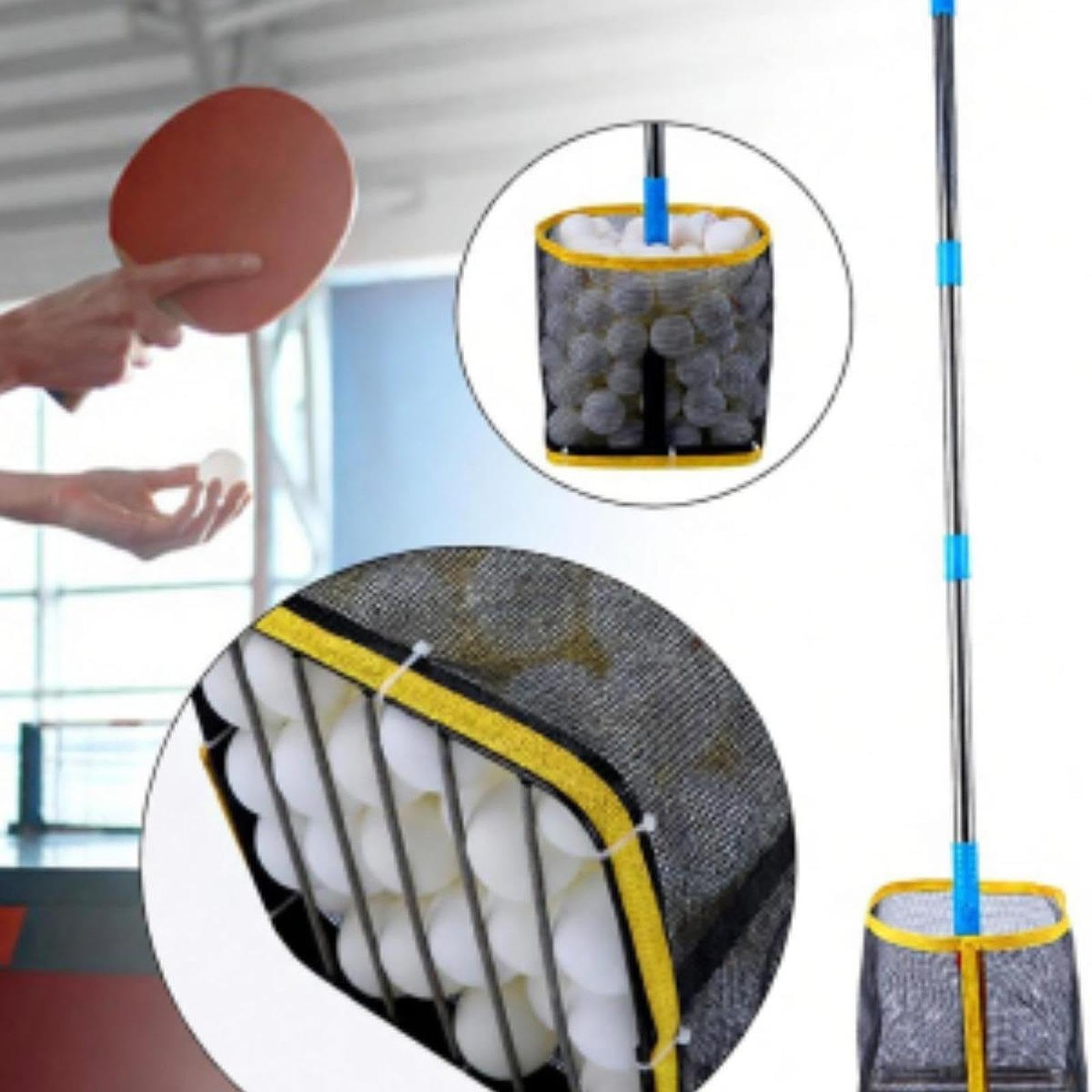 Paletta per Palline Pong in Acciaio Resistente, Accessorio Leggero per La Raccolta delle Palline con Sacchetto a Manico Estensibile, Ad