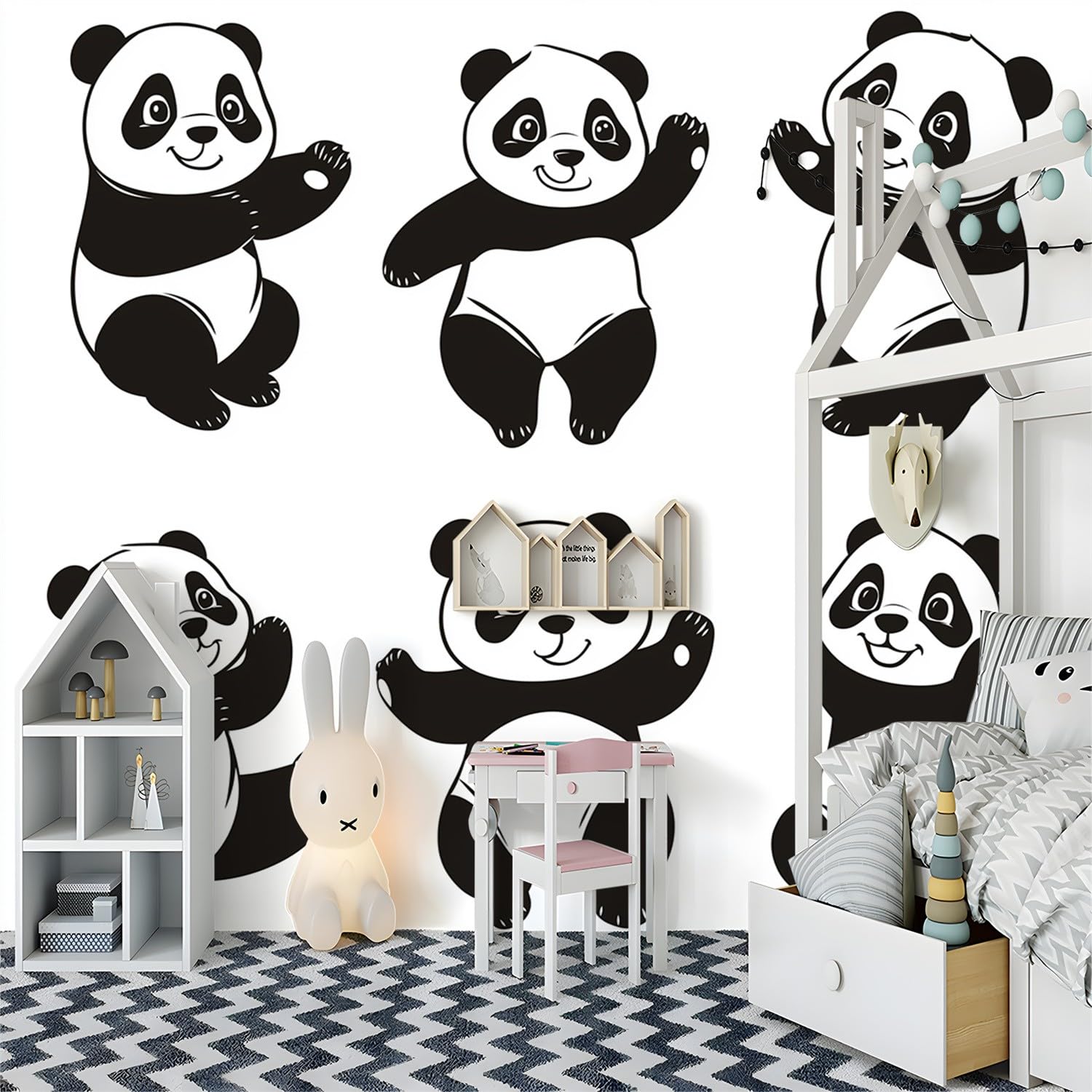 Tapeta z włókniny 250 x 175 cm, słodka panda, wodoodporny papier kontaktowy do domu, sypialni, szafek i kuchni, biała tapeta fototapeta do salonu, korytarza