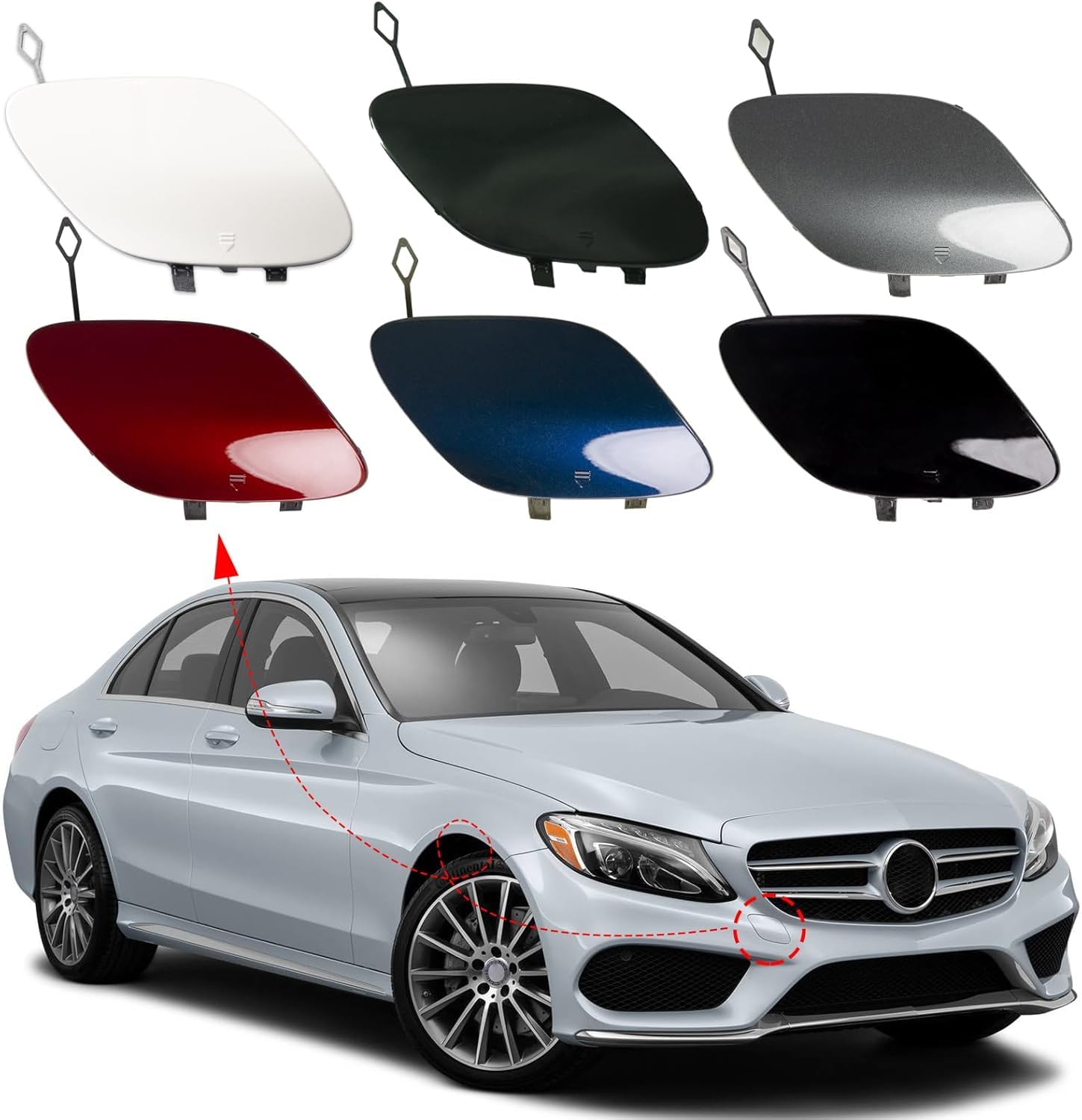 Front Bumper Tow Hook Cover for Mercedes-Benz W205 C-Class Sedan