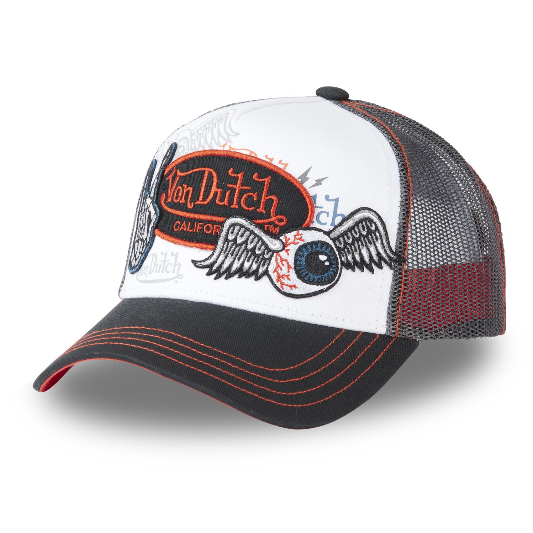 Von Dutch Men's & Women's Cap, PATCHES Trucker Cap, Adjustable, white, One Size