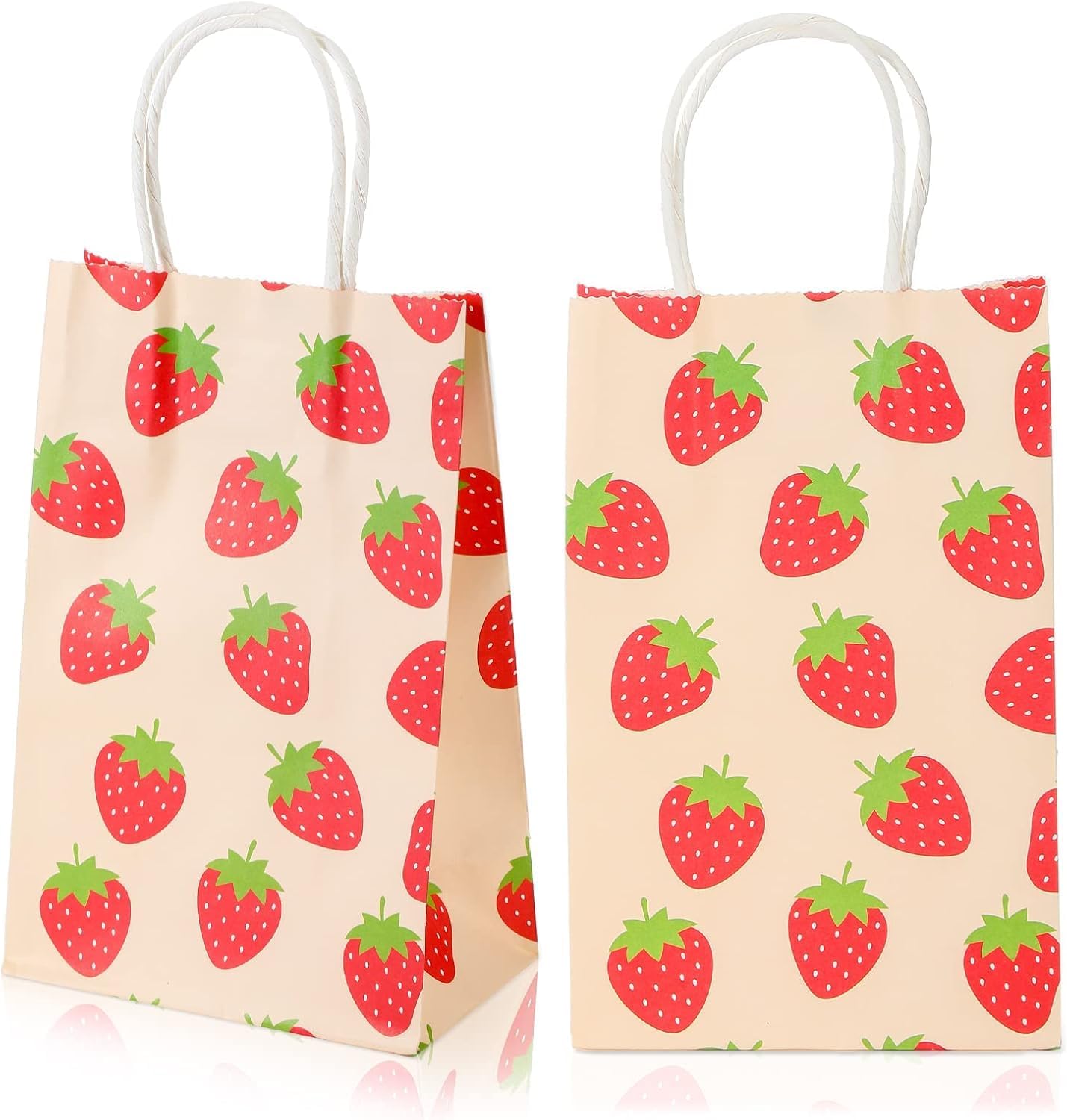 12Pcs Unique Small Strawberry Party Favor Treat Storage Bags with Handles for Berry Sweet Kids Girls 1st 2nd Birthday Kids Party Supplies image 3