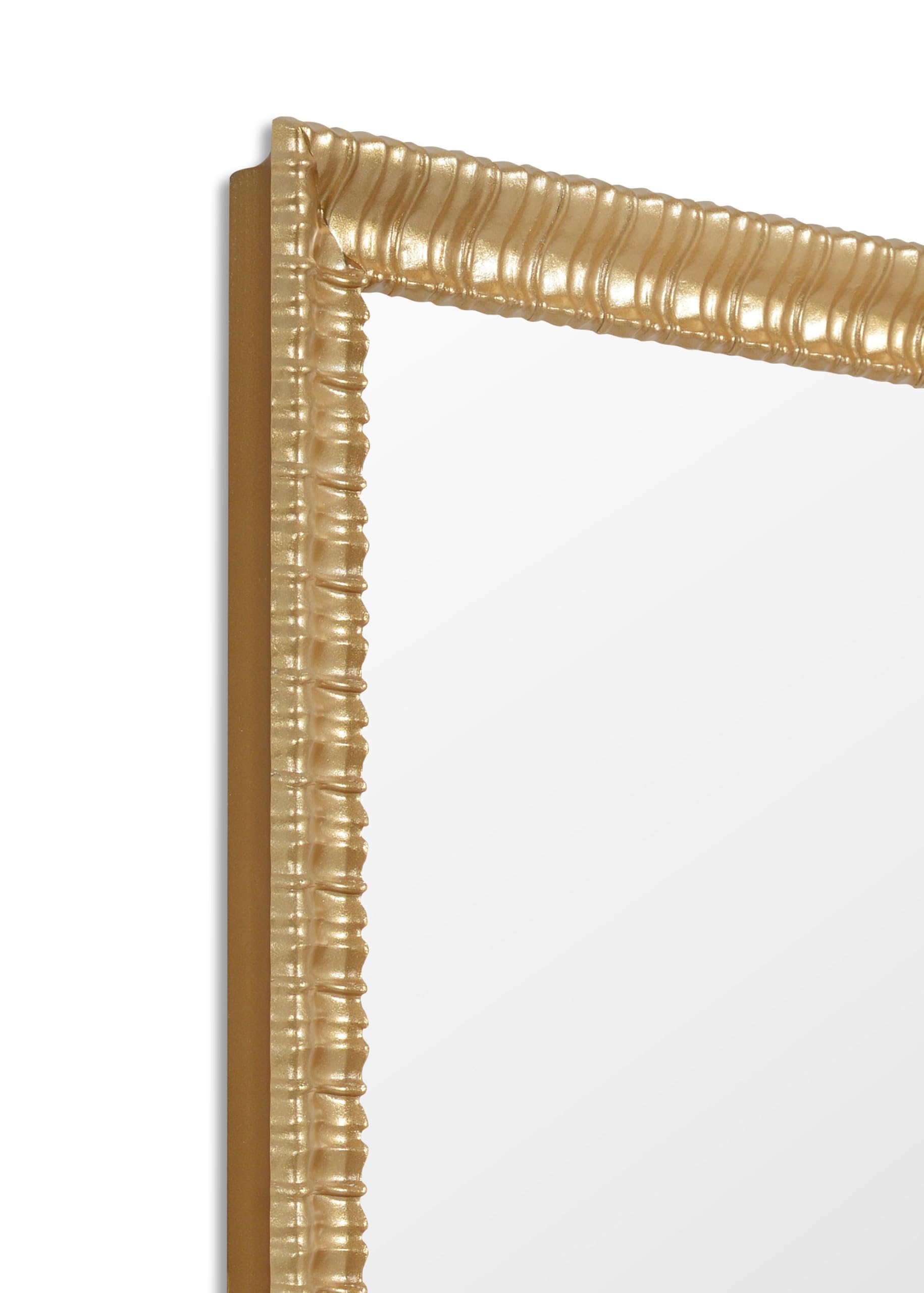 MO.WA. Specchio da Parete moderno oro, cornice in legno cm. 58x78, made in Italy, specchiera da appendere ingresso, camera da letto, bagno, soggiorno