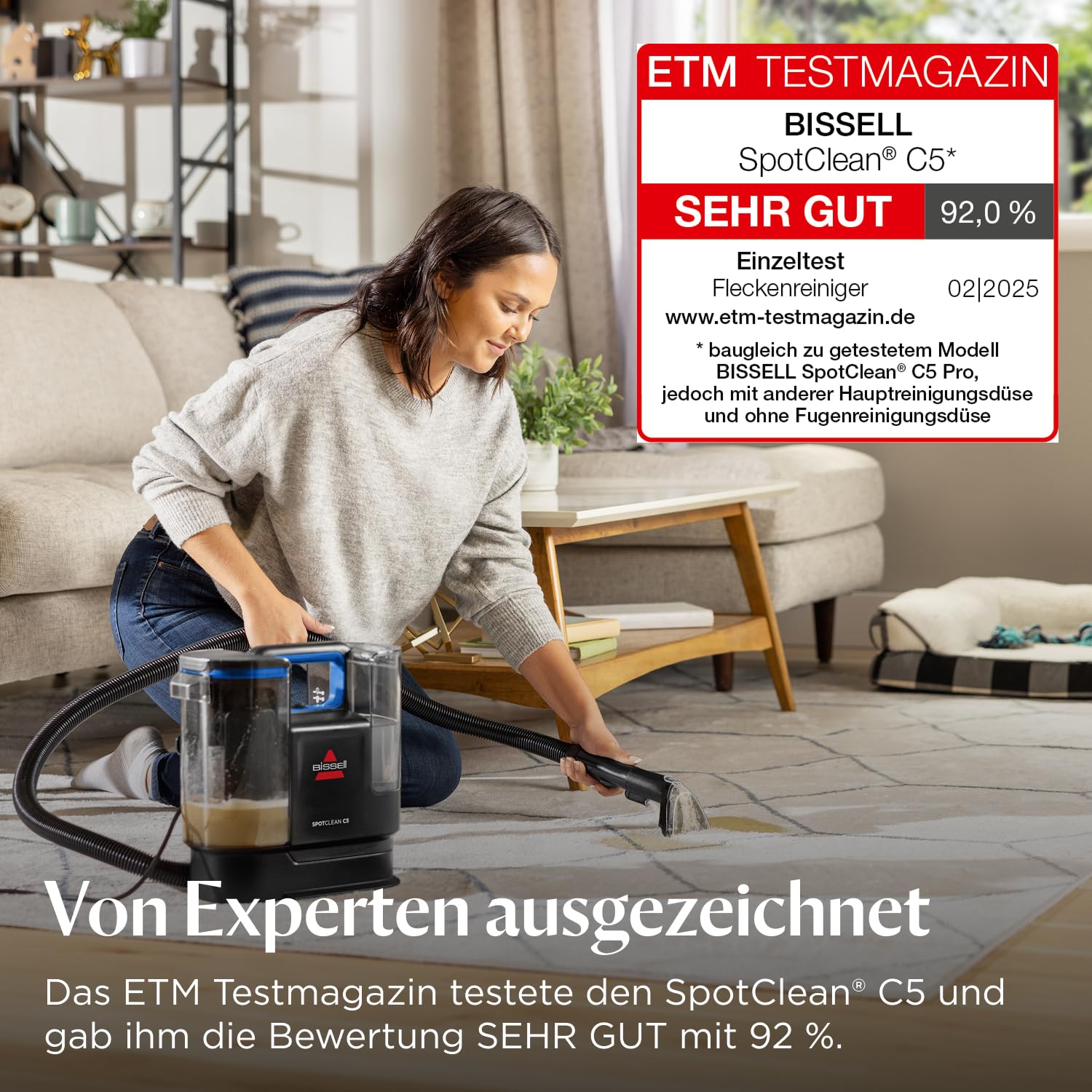 BISSELL SpotClean C5, Polsterreiniger Gerät, Teppichreiniger mit Triple Action System, Leichtgewicht Waschsauger, Nasssauger für Teppiche, Polster, Auto & Mehr, Leistungsstarker 400W Motor, 3861N