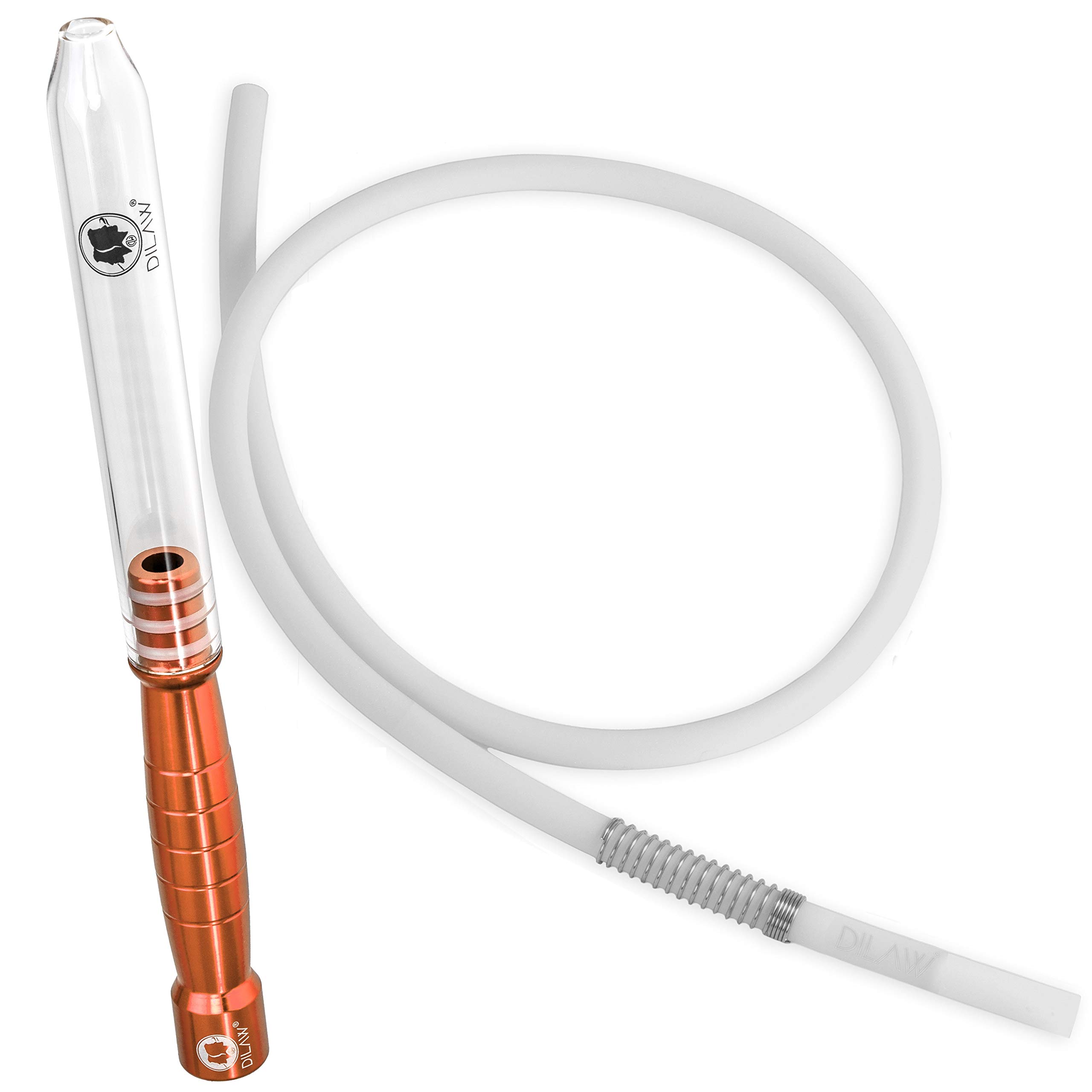 DILAW® Shisha Glas- Alu Mundstück Glasundstück + Silikonschlauch Kombinierbar mit Allen Handelsüblichen Schläuchen Rosé Gold