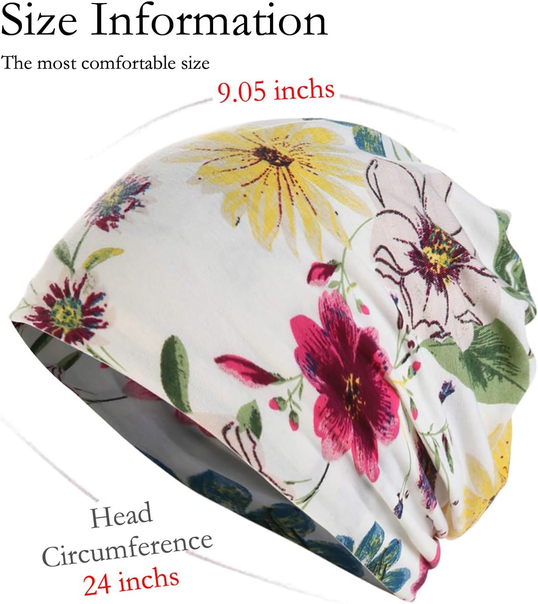 JarseHera Womens Slouchy Beanie Cotton Chemo Caps Cancer Headwear Hats Turban - Image 7