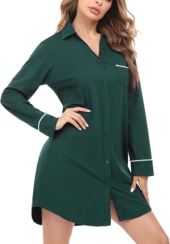 Doaraha Womens Sleep Shirt, Long Sleeve 