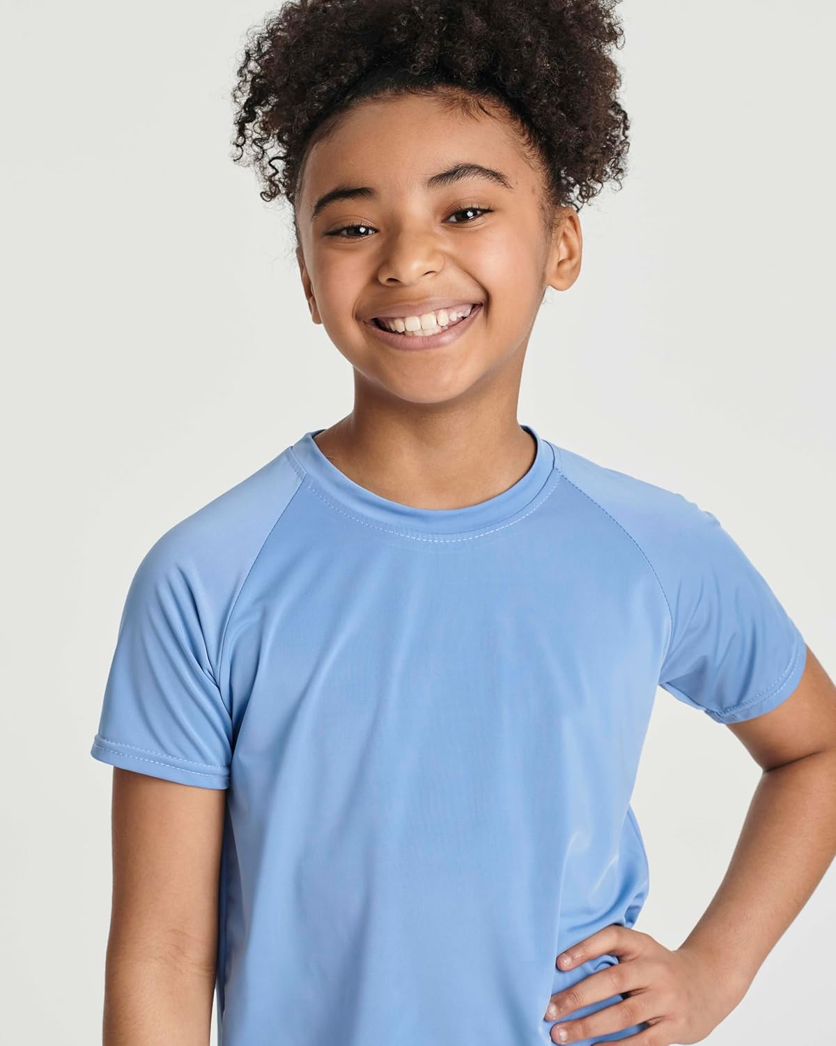 Real Essentials 5 Pack: Girls’ Rash Guard Swim Shirts – Short Sleeve UPF Sun Protection Tops (Ages 4-16) - Image 4