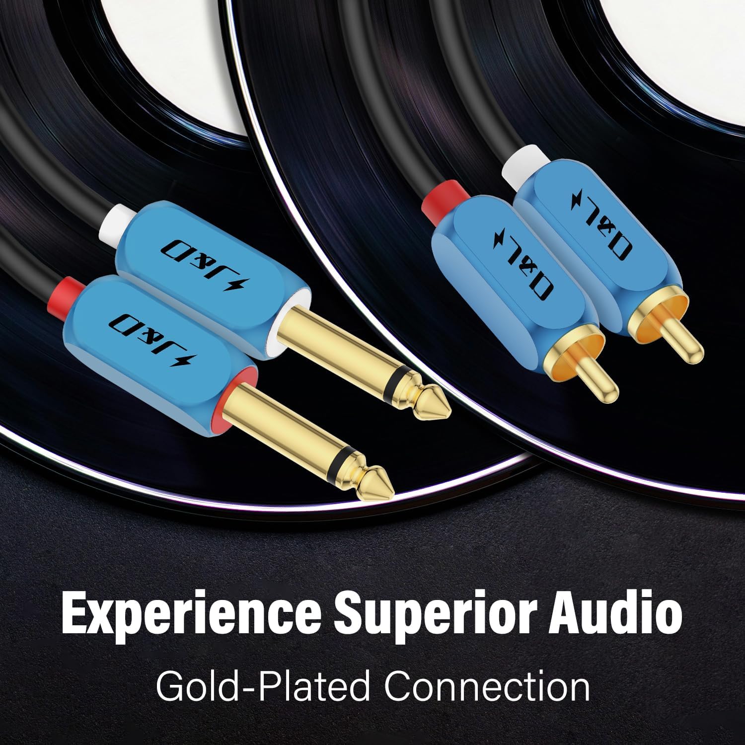 J&D Dual 1/4 inch TS to Dual RCA Stereo Audio Interconnect Cable - Image 2