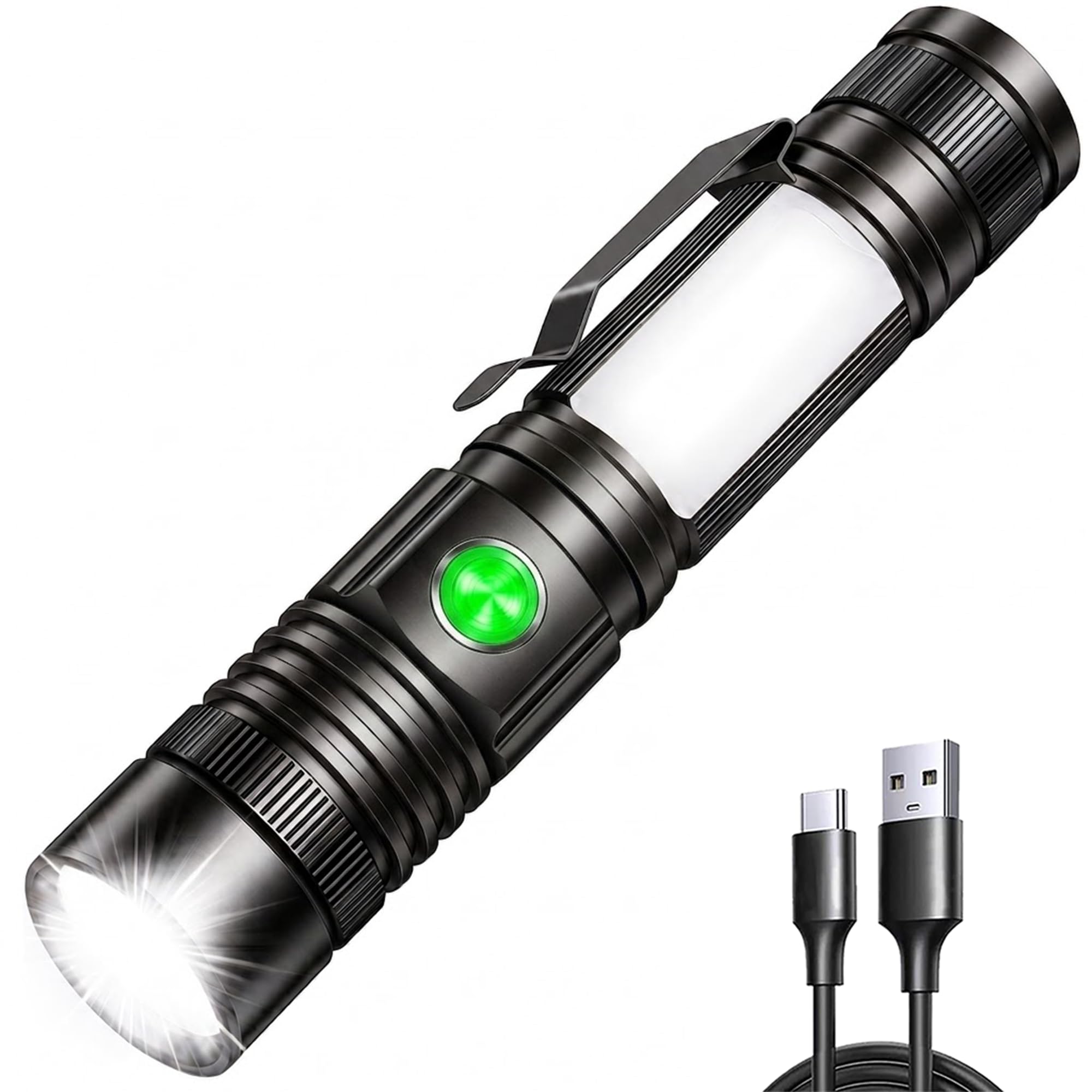 Durable Rechargeable 2000 Lumen Flashlight - Water Resistant & Multifunctional
