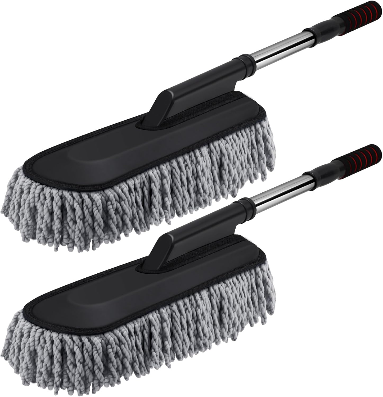 Tanlade 2 Pack Microfiber Car Duster Exterior Scratch Free with Extendable Handle Soft Car Duster Kit for Cleaning Dust Brush Set for Exterior Interior Cleaning Tools (Gray)