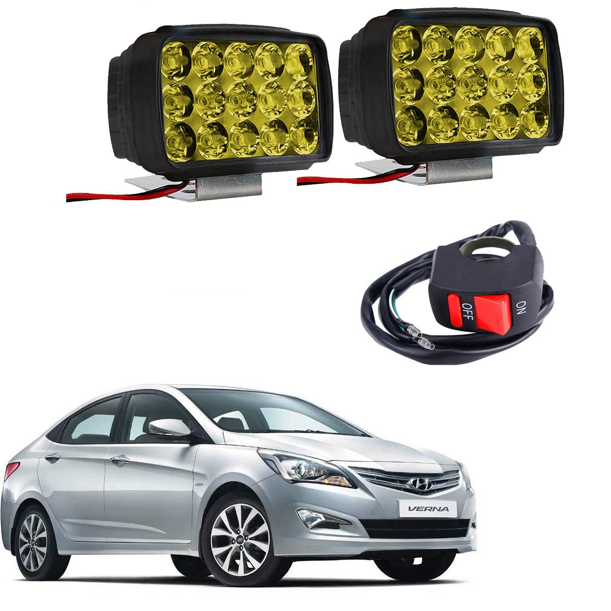 AdroitZ Yellow 15 LED Bar Light Universal Bike Car Fog Light, Work Lamp