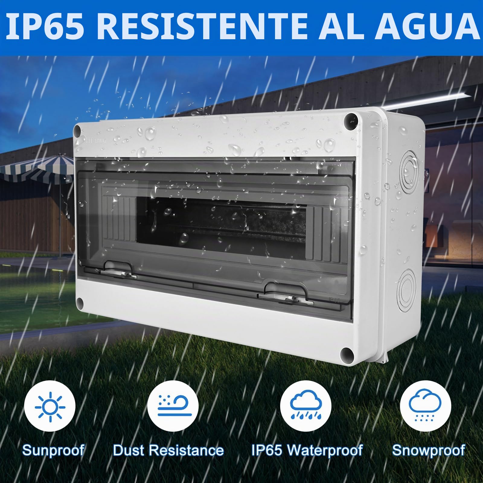 Caja Cuadro Electrico Superficie: Caja Estanca Exterior Electrica, 18 Módulos Caja Distribucion Electrica IP65 a Prueba, para Jardín o Exteriores