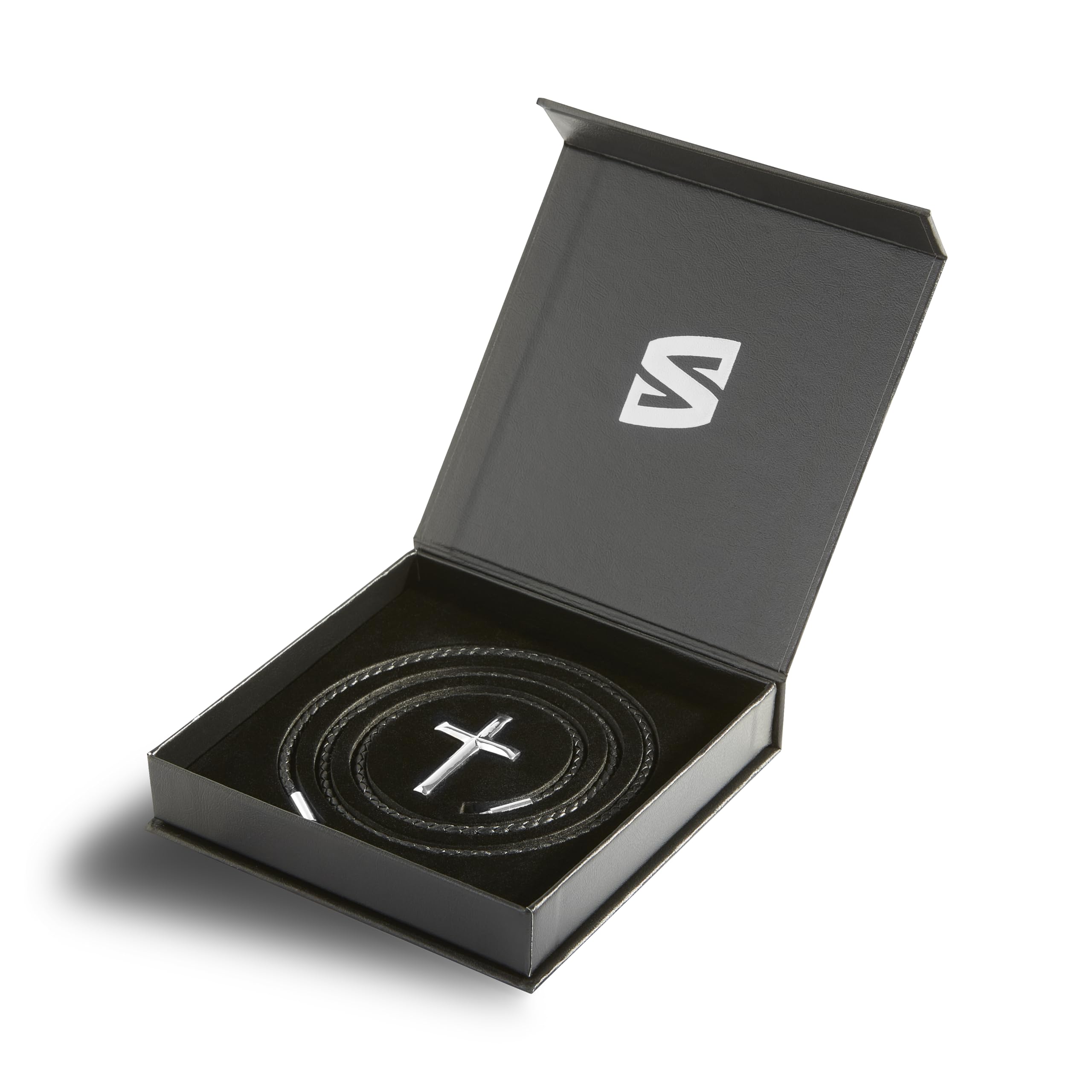 SERASAR Premium Collar de Cuero Hombres | Colgante de Acero Inoxidable | Cierre Seguro | Tres Colores | Caja de Joyería Incluida